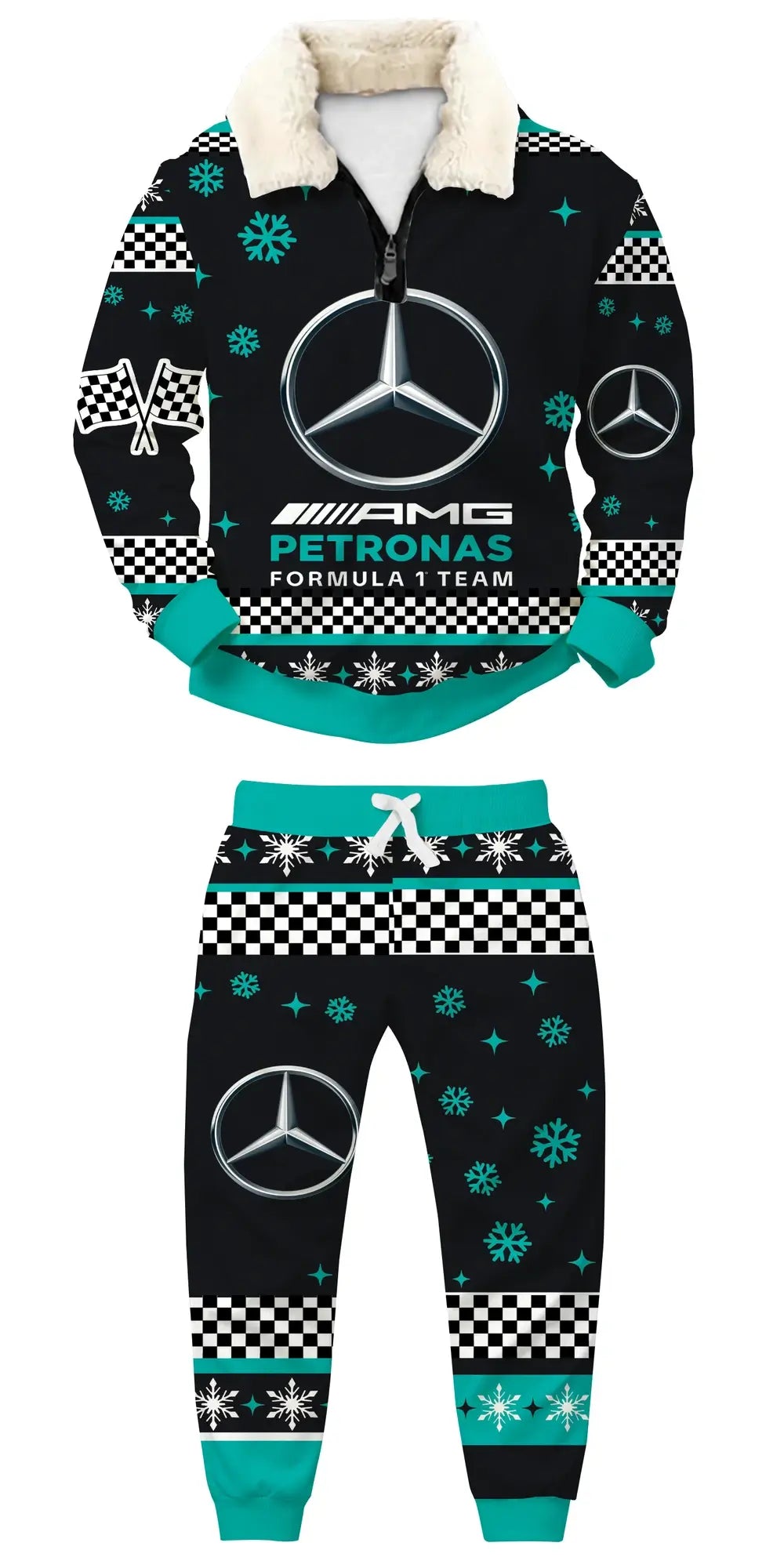 Silver Racing Ugly Quarter Zip Sweatshirt & Sweatpant Set - THREADPARTY