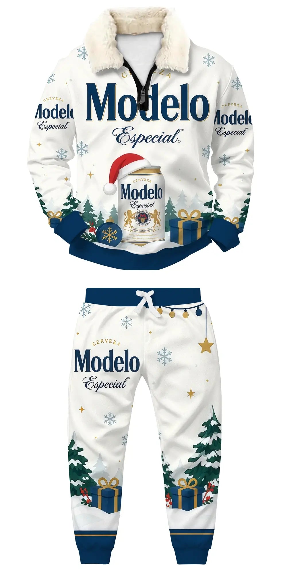 Snowy Brew Ugly Quarter Zip Sweatshirt & Sweatpant Set - THREADPARTY