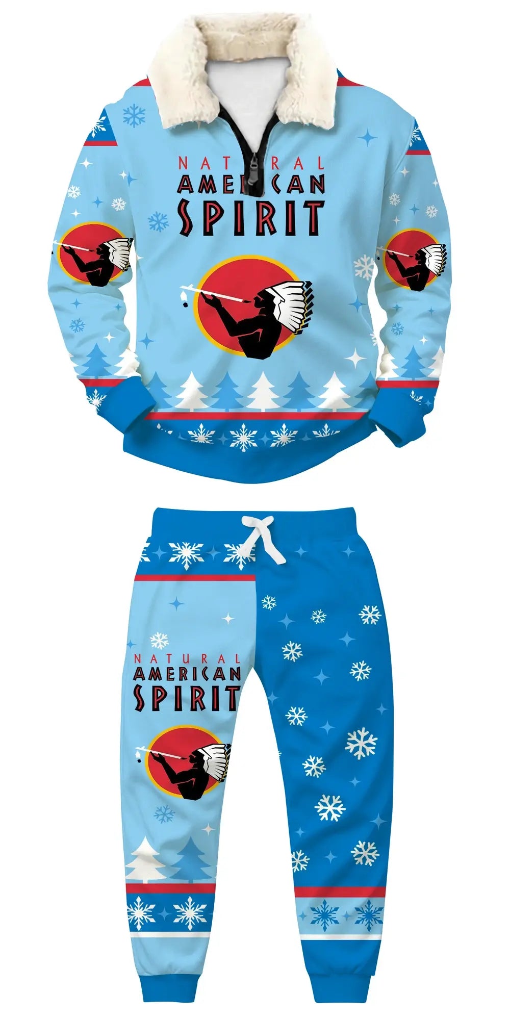 Spirit Snowfall Ugly Quarter Zip Sweatshirt & Sweatpant Set - THREADPARTY