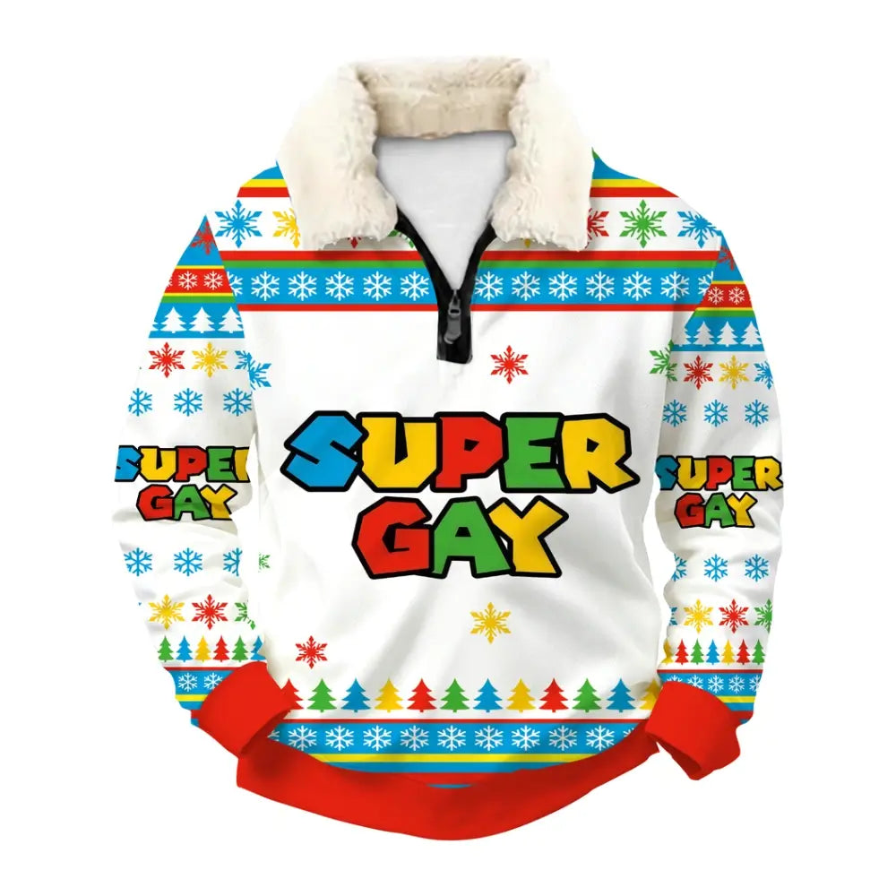 Super Holiday Ugly Quarter Zip Sweatshirt & Sweatpant Set Ugly Quarter Zip Sweatshirt & Sweatpant Set - THREADPARTY