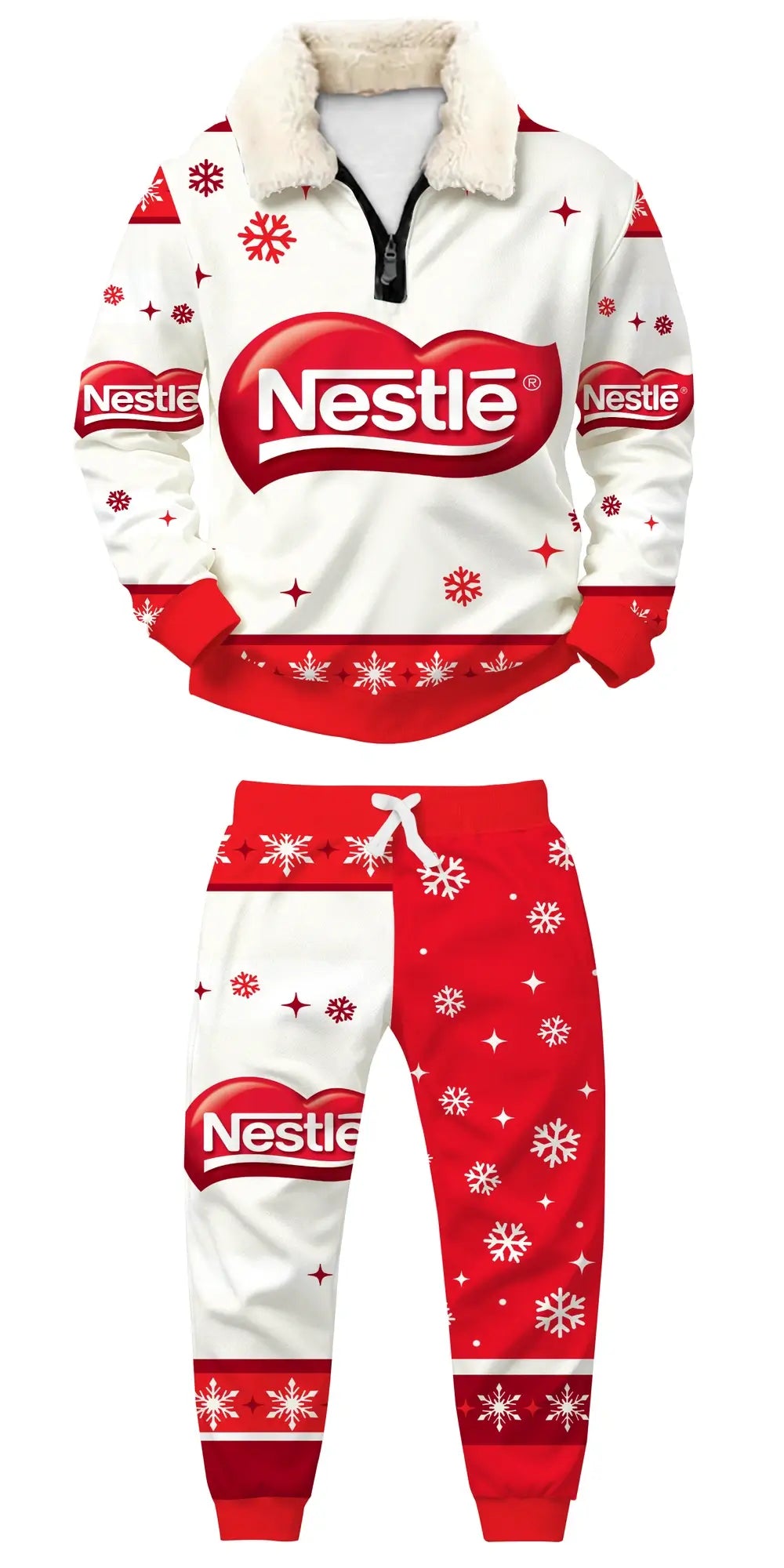 Sweet Winter Ugly Quarter Zip Sweatshirt & Sweatpant Set - THREADPARTY