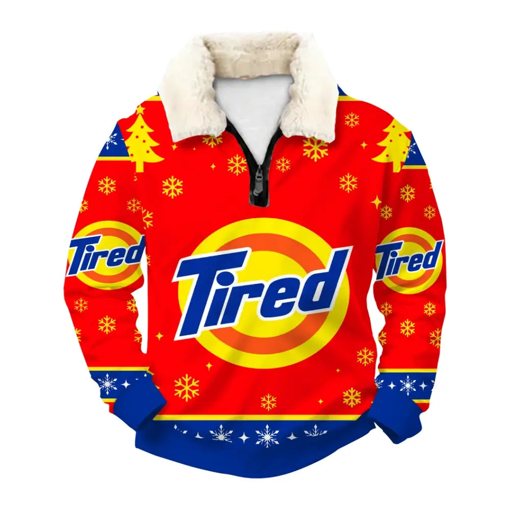 Tired Christmas Ugly Quarter Zip Sweatshirt & Sweatpant Set Ugly Quarter Zip Sweatshirt & Sweatpant Set - THREADPARTY