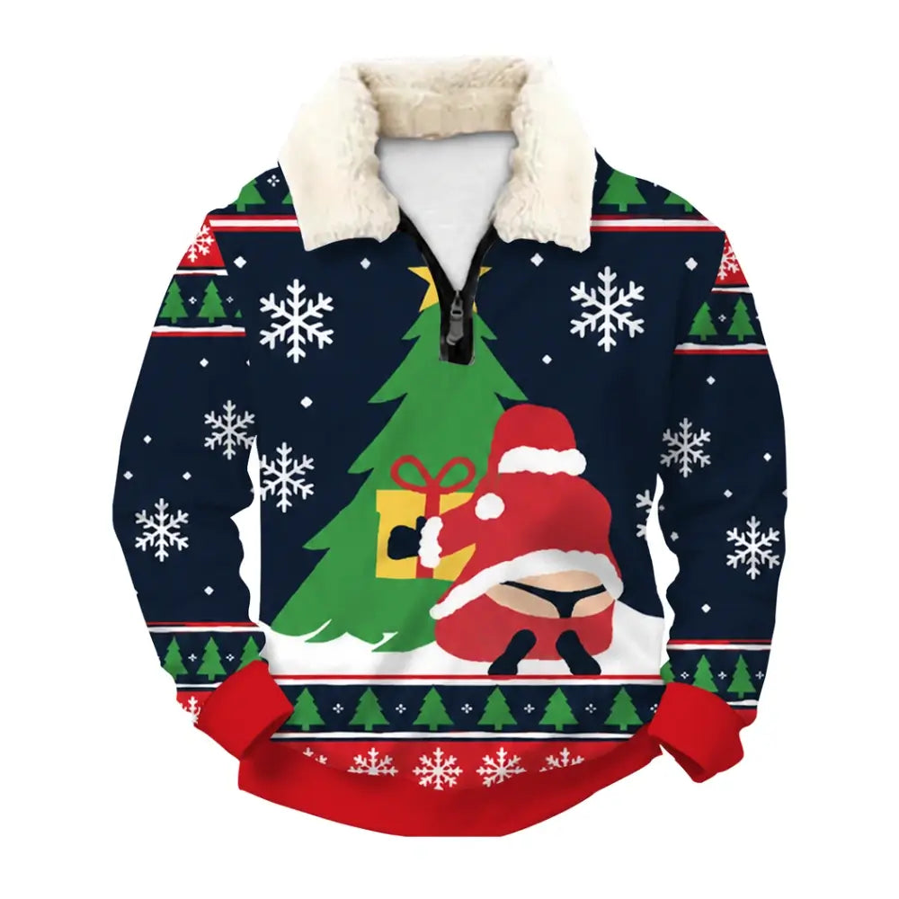 Tree Peek Ugly Quarter Zip Sweatshirt & Sweatpant Set - THREADPARTY
