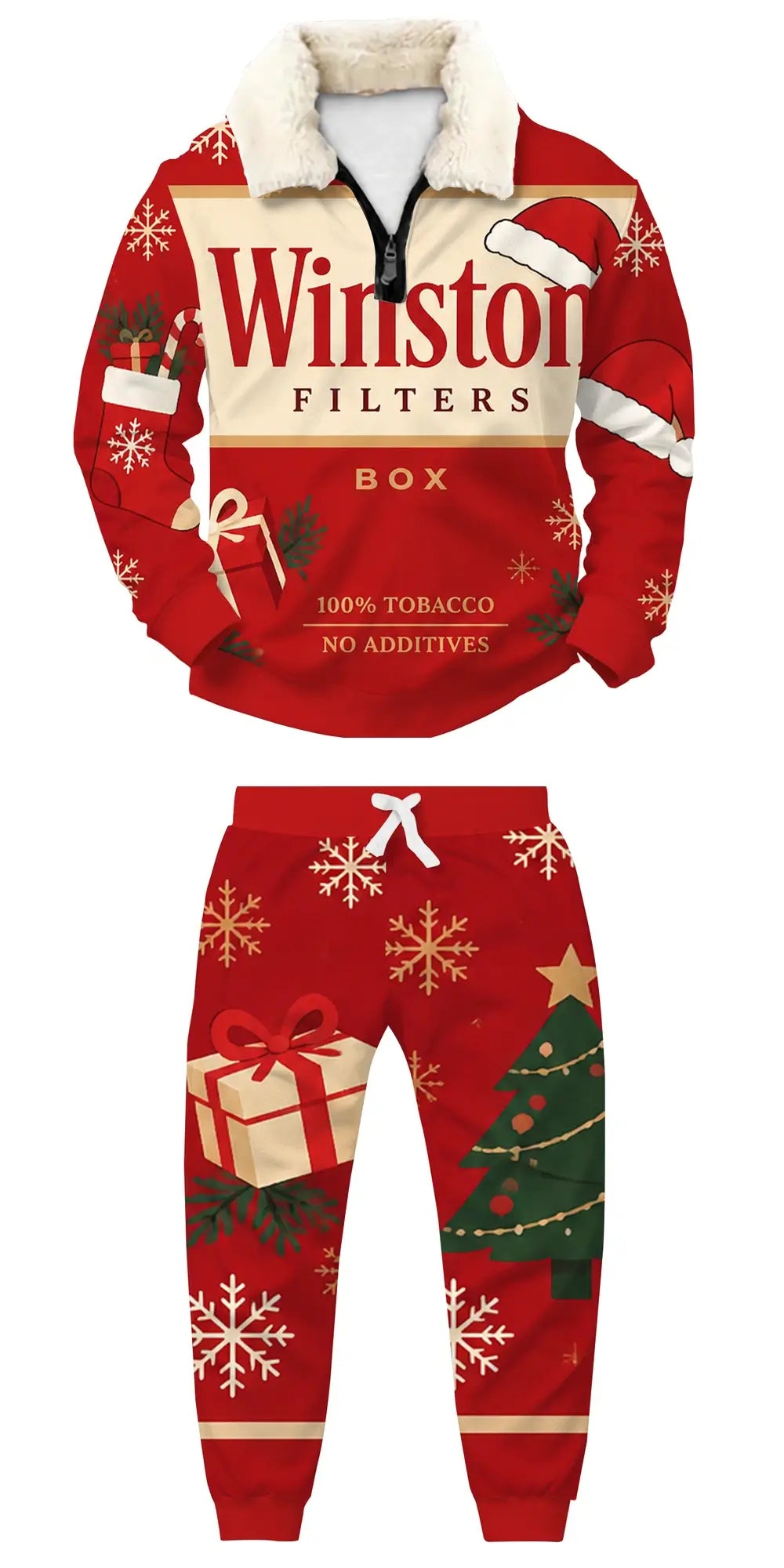 Wild Christmas Energy Ugly Quarter Zip Sweatshirt & Sweatpant Set - THREADPARTY