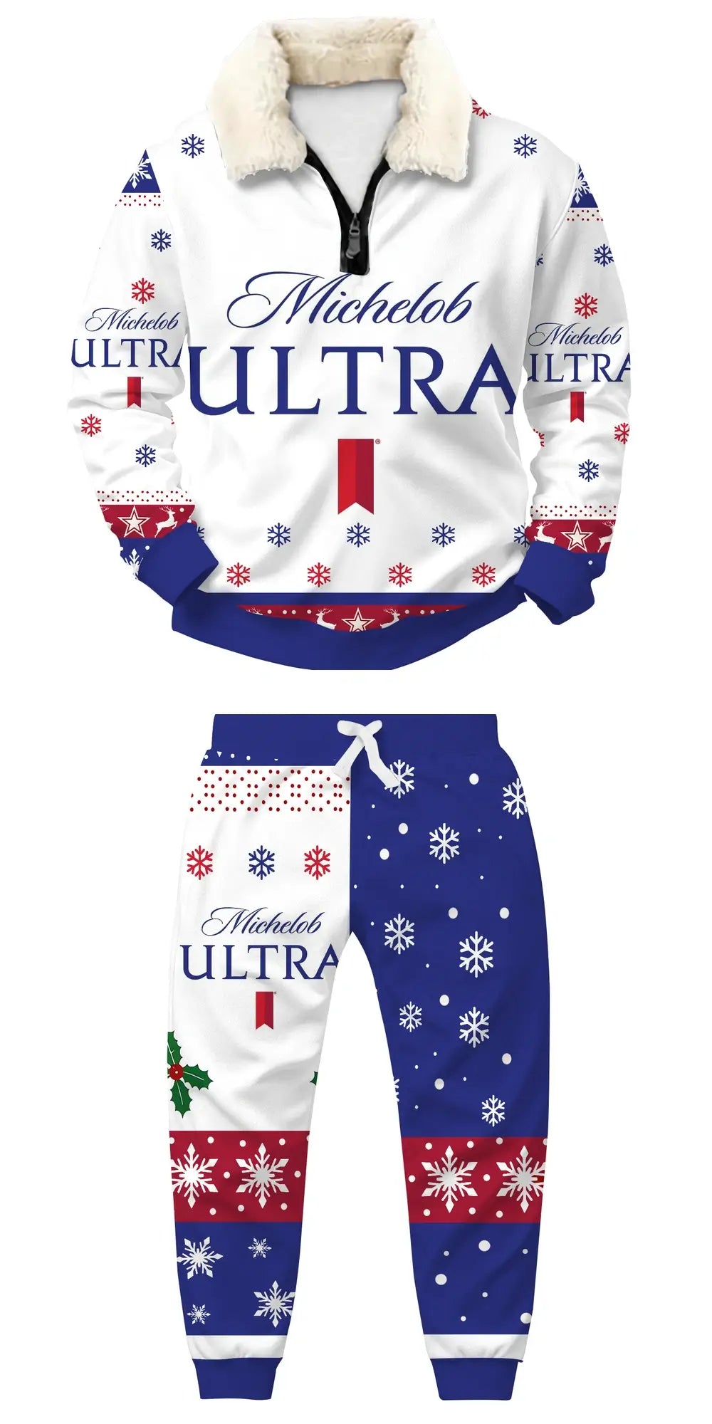 Winter Brew Ugly Quarter Zip Sweatshirt & Sweatpant Set - THREADPARTY