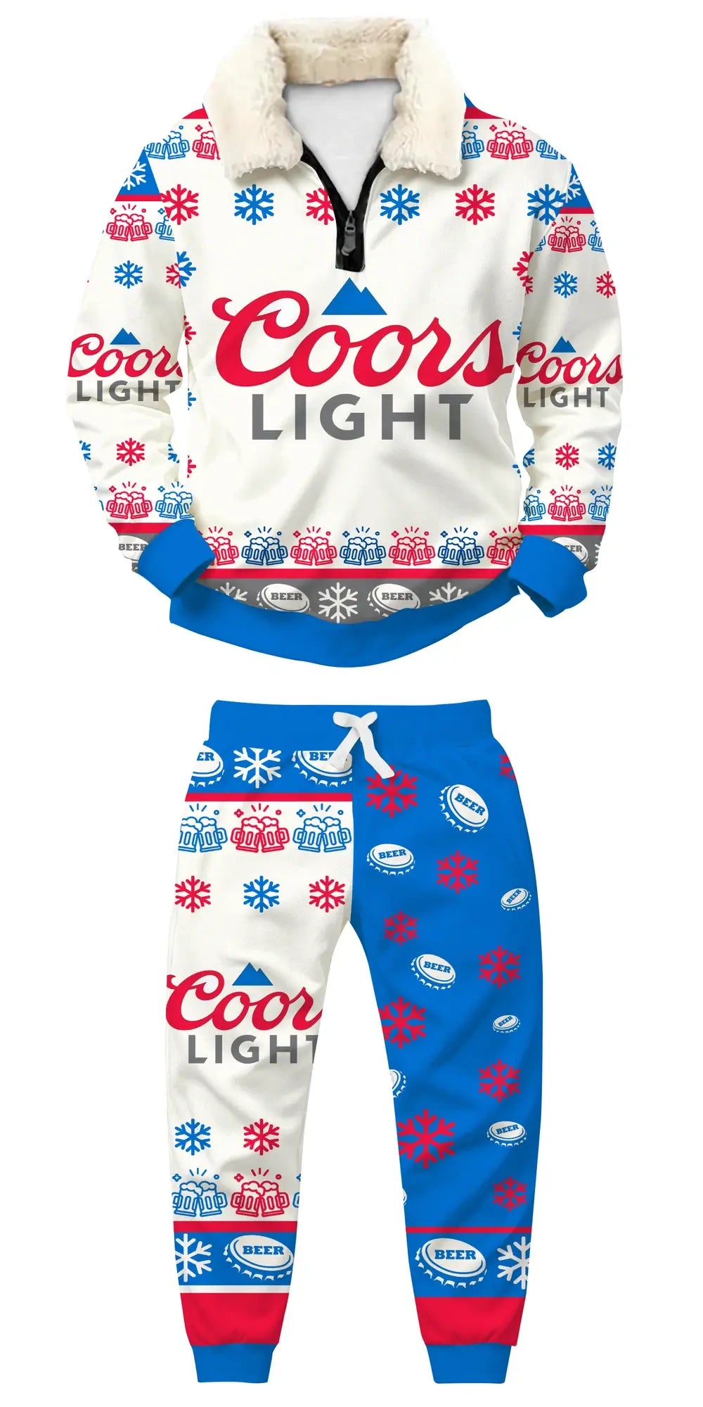 Winter Chill Ugly Quarter Zip Sweatshirt & Sweatpant Set - THREADPARTY