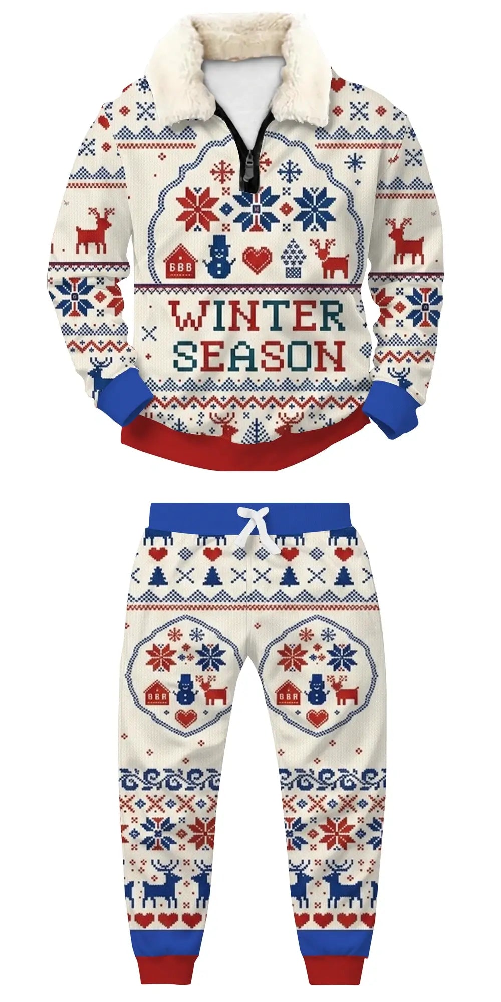 Winter Season Ugly Quarter Zip Sweatshirt & Sweatpant Set - THREADPARTY