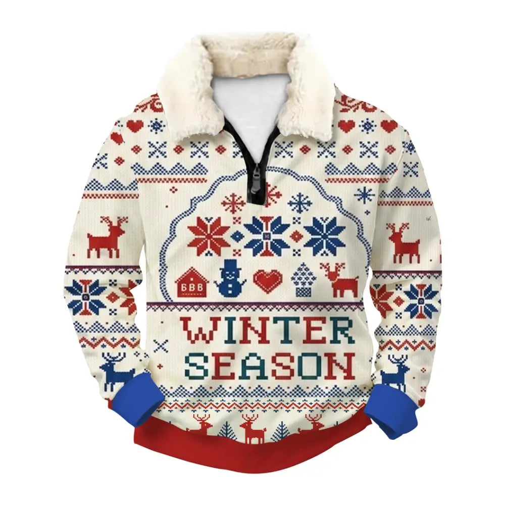 Winter Season Ugly Quarter Zip Sweatshirt & Sweatpant Set - THREADPARTY