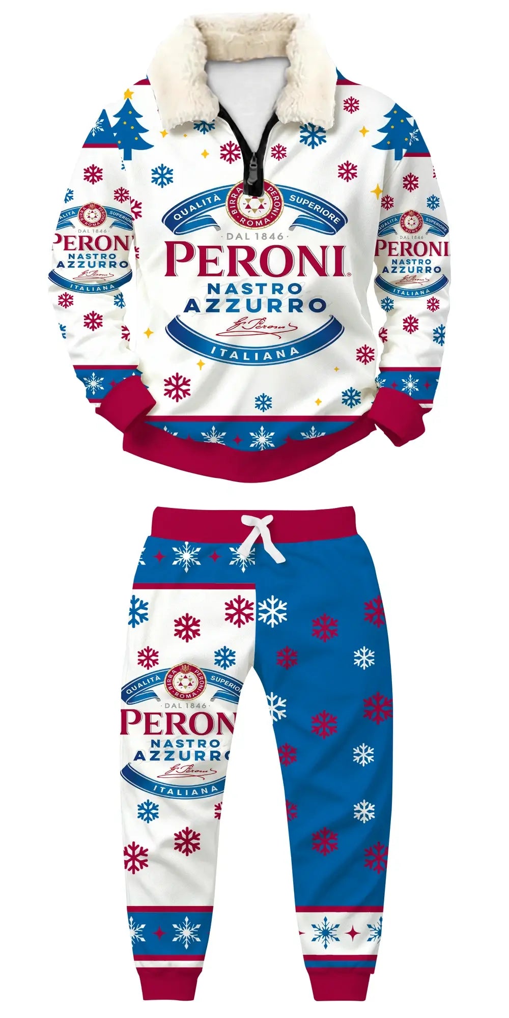 Alpine Snowfall Ugly Quarter Zip Sweatshirt & Sweatpant Set - THREADPARTY