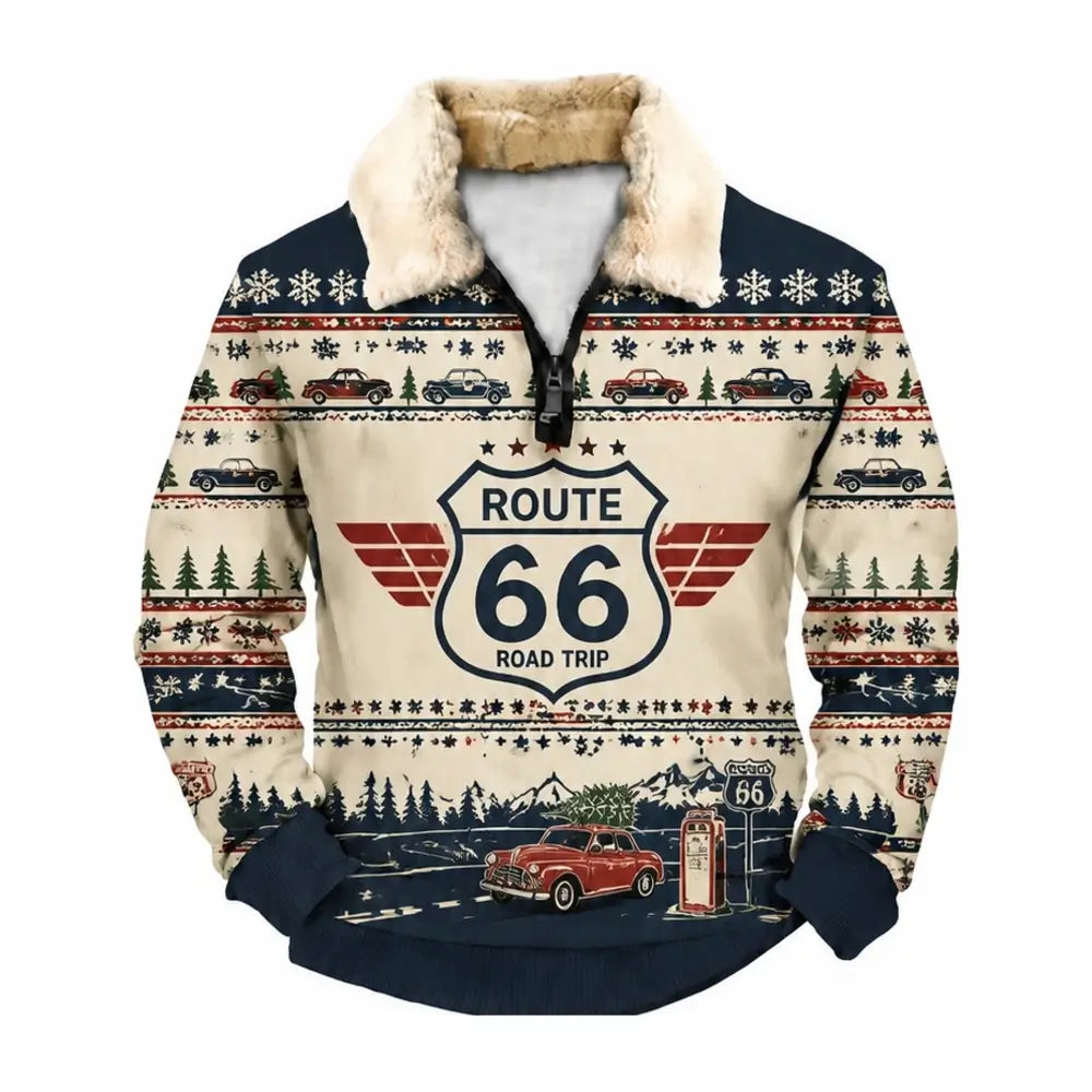 American Road Trip Ugly Quarter Zip Sweatshirt & Sweatpant Set - THREADPARTY
