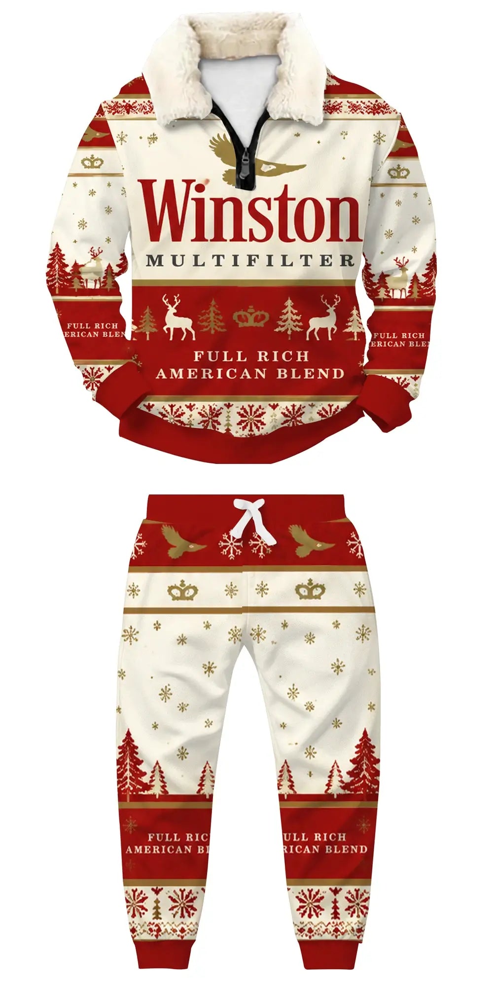 American Ugly Quarter Zip Sweatshirt & Sweatpant Set - THREADPARTY