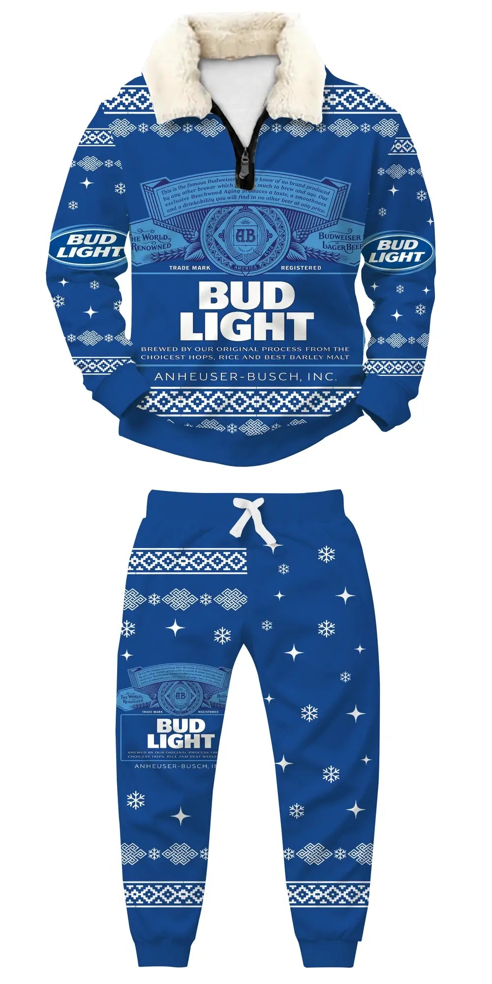 Arctic Blue Ugly Quarter Zip Sweatshirt & Sweatpant Set - THREADPARTY
