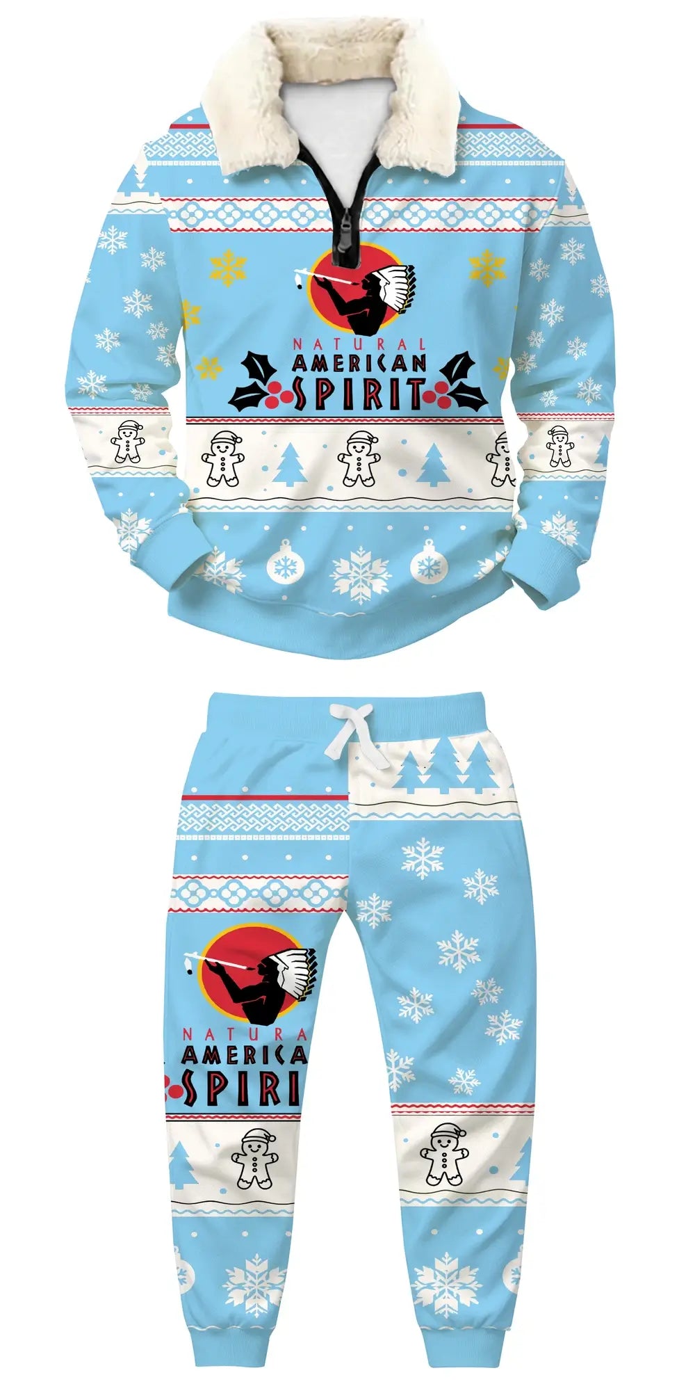 Arctic Winter Adventure Ugly Quarter Zip Sweatshirt & Sweatpant Set - THREADPARTY