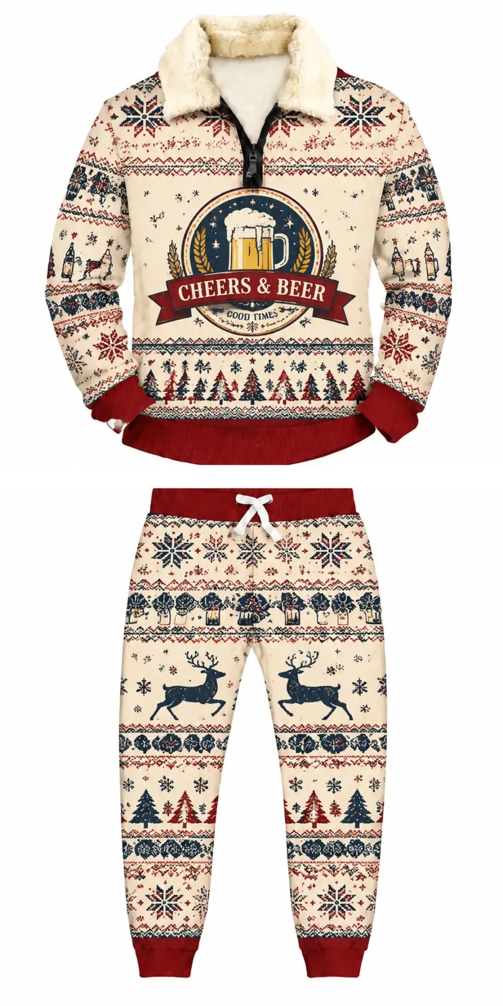 Beer Culture Ugly Quarter Zip Sweatshirt & Sweatpant Set - THREADPARTY