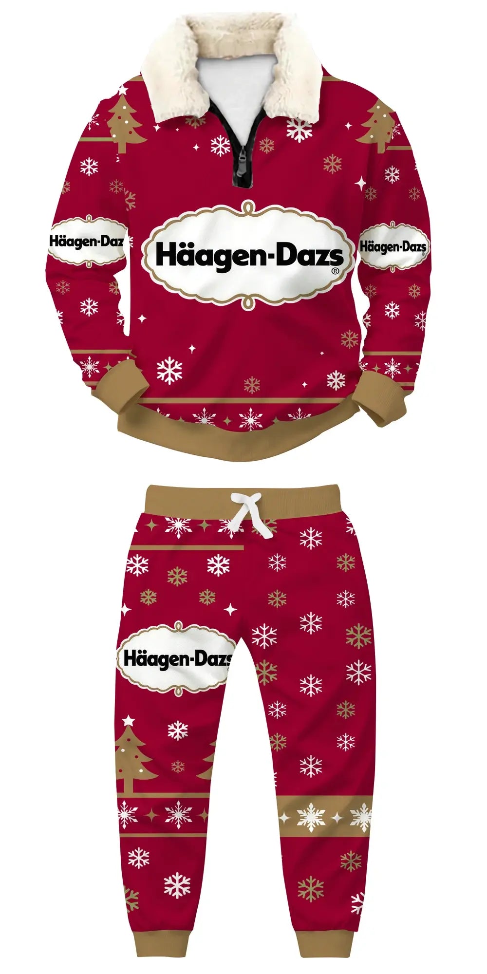 Berry Winter Ugly Quarter Zip Sweatshirt & Sweatpant Set - THREADPARTY