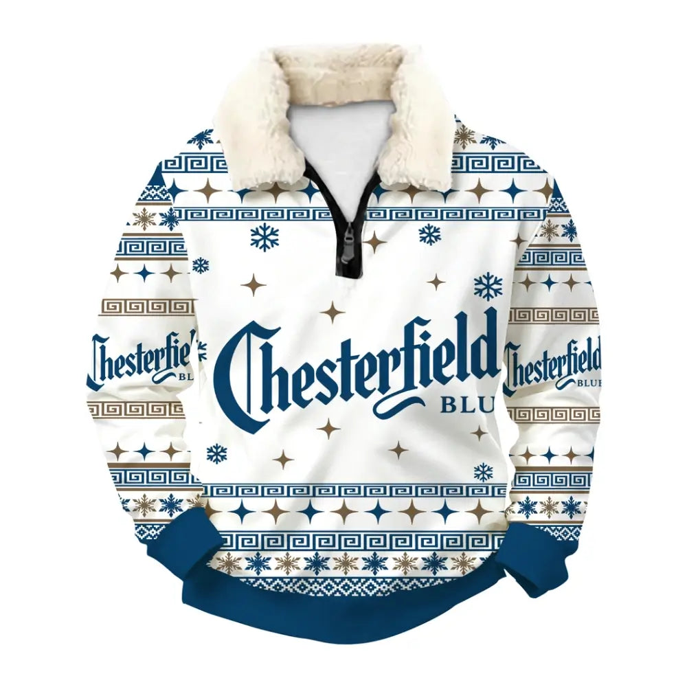 Blue Chesterfield Ugly Quarter Zip Sweatshirt & Sweatpant Set - THREADPARTY