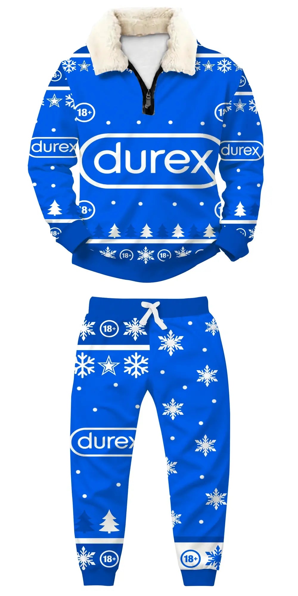 Blue Frost Ugly Quarter Zip Sweatshirt & Sweatpant Set - THREADPARTY