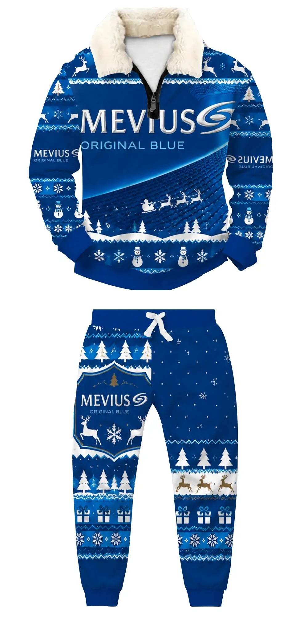 Blue Frost Ugly Quarter Zip Sweatshirt & Sweatpant Set - THREADPARTY
