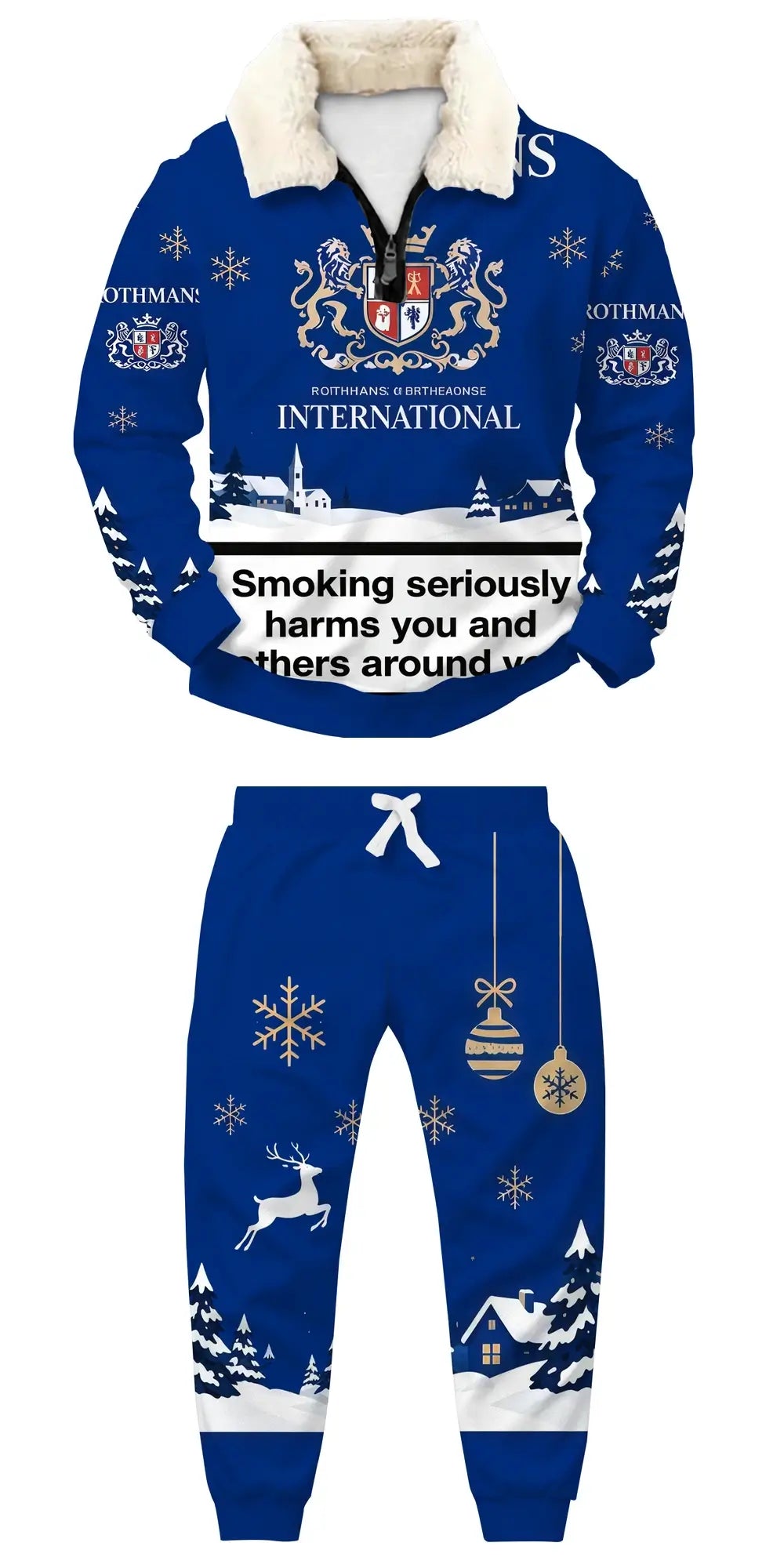 Blue Smoke Ugly Quarter Zip Sweatshirt & Sweatpant Set - THREADPARTY
