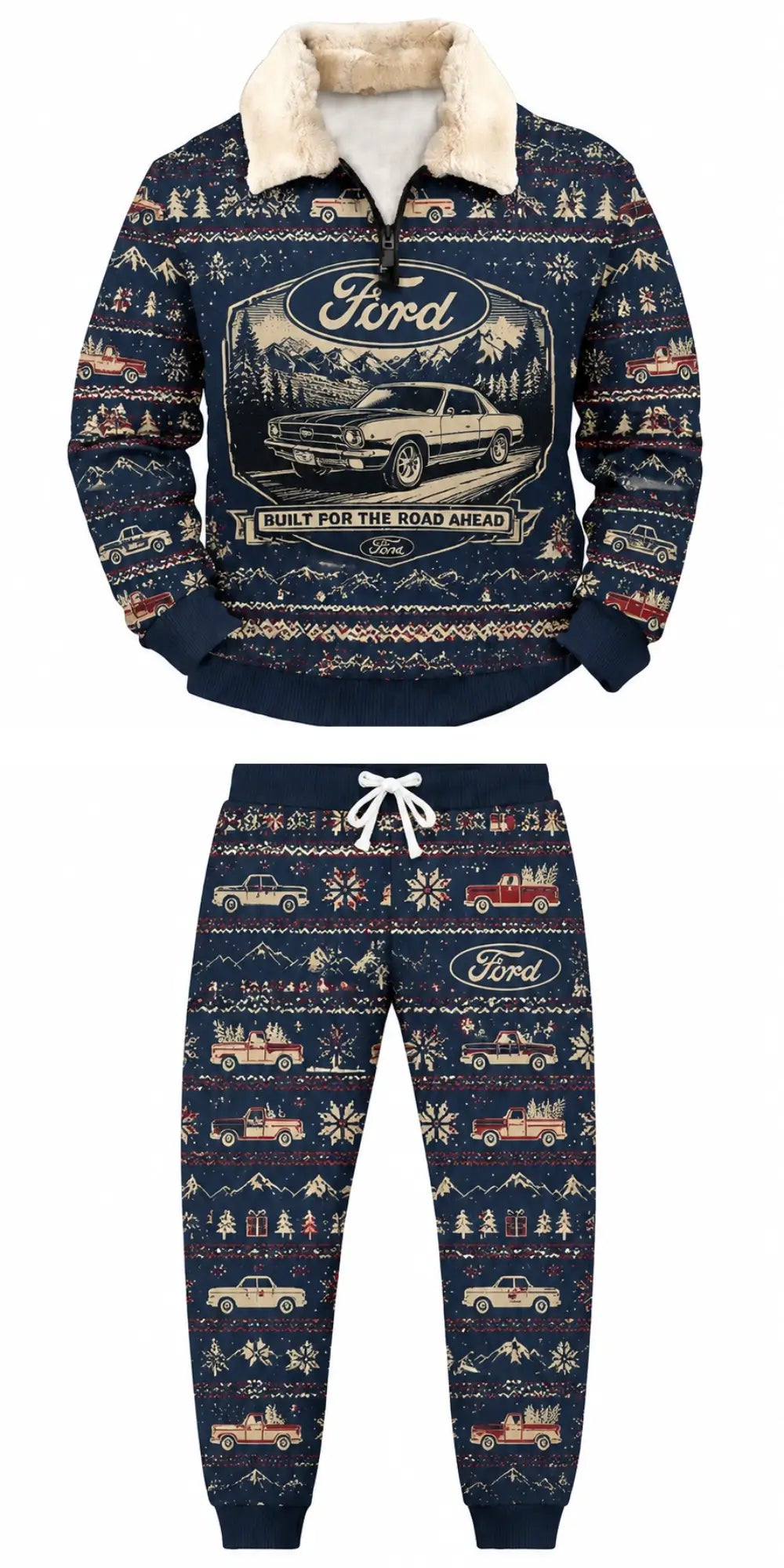 Cars & Road Trips Ugly Quarter Zip Sweatshirt & Sweatpant Set - THREADPARTY