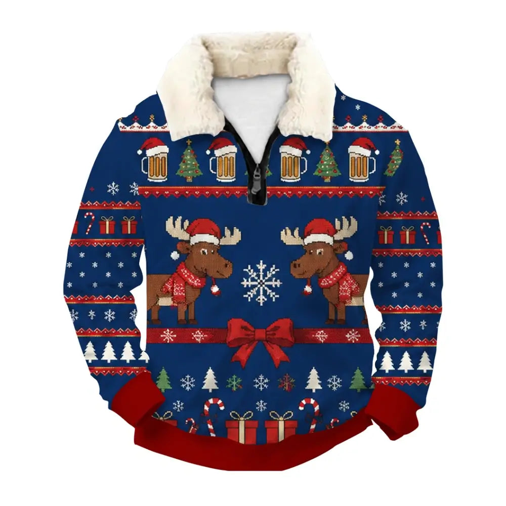 Christmas Party Ugly Quarter Zip Sweatshirt & Sweatpant Set - THREADPARTY