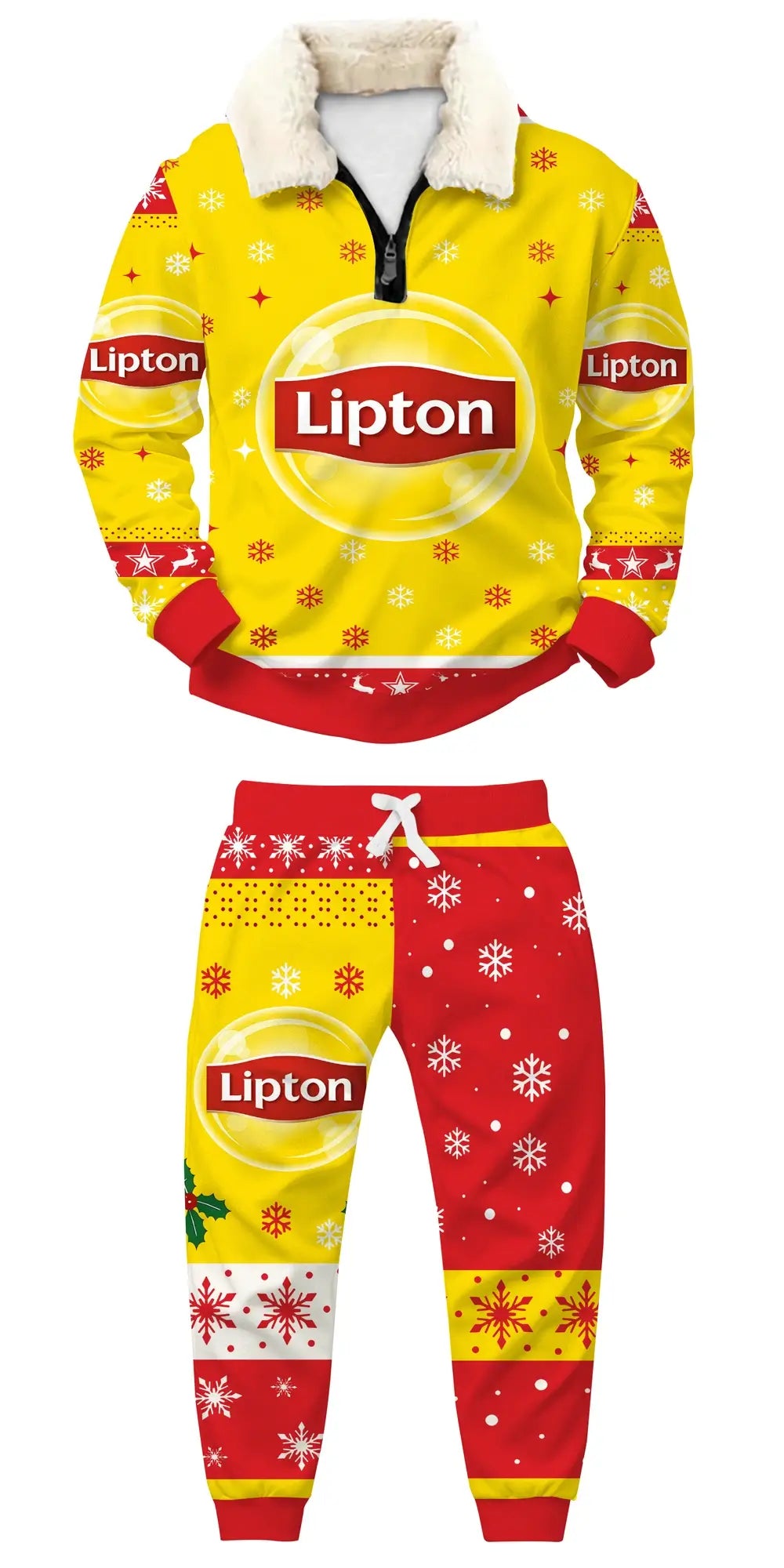 Citrus Cheer Ugly Quarter Zip Sweatshirt & Sweatpant Set - THREADPARTY