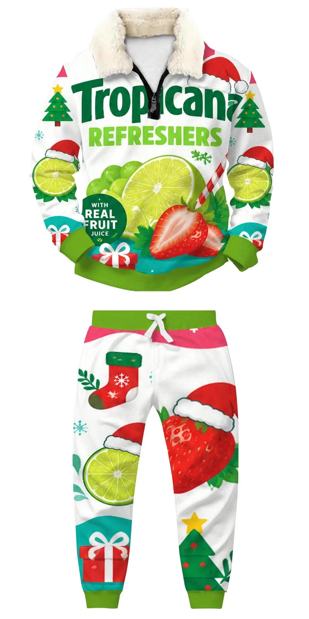 Crazy Crowd Moments Ugly Quarter Zip Sweatshirt & Sweatpant Set - THREADPARTY