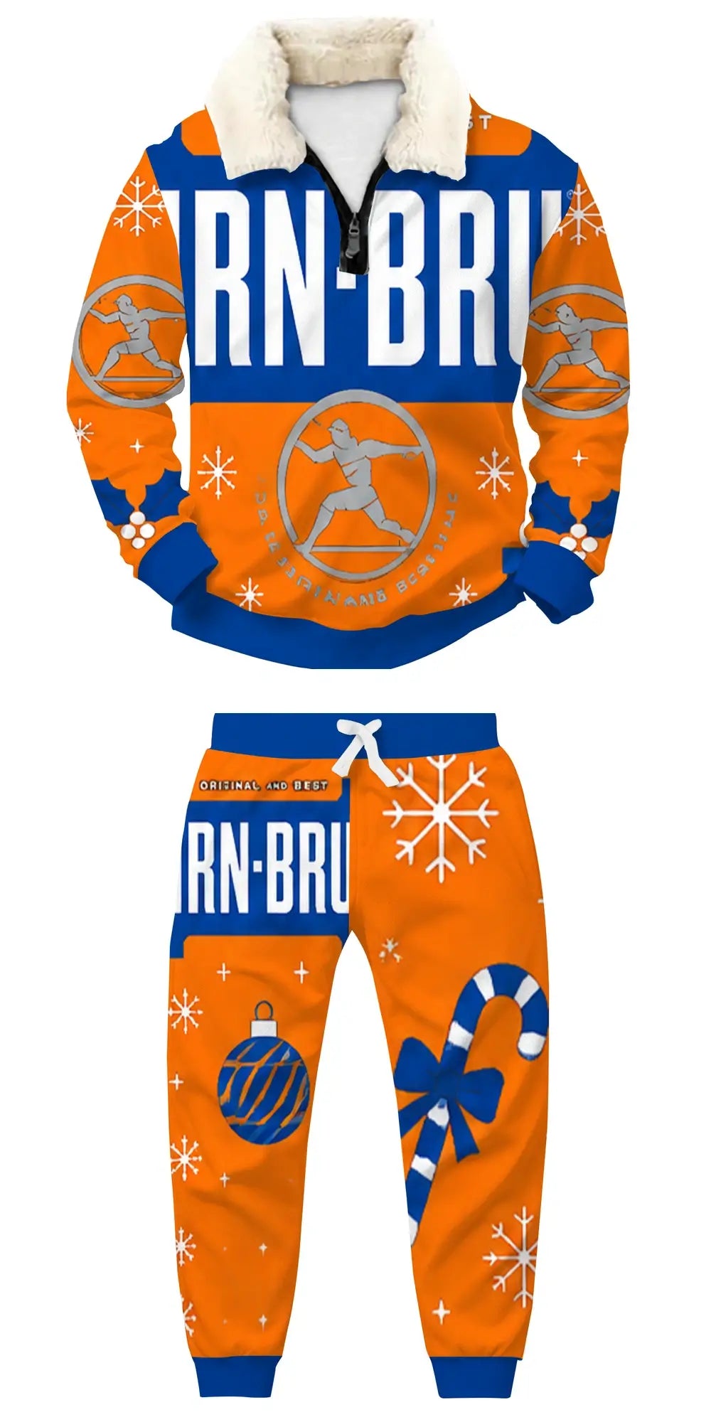 Crazy Party Outfit Ugly Quarter Zip Sweatshirt & Sweatpant Set - THREADPARTY