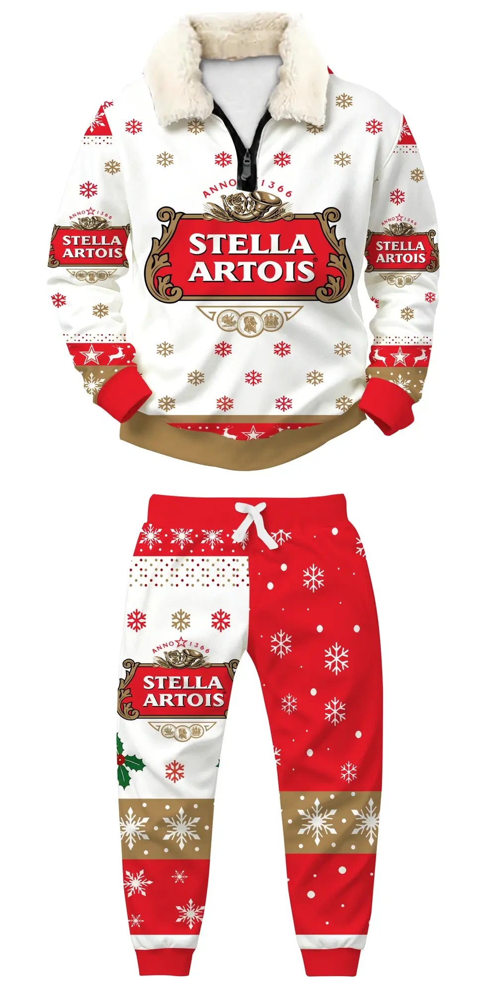 Crimson Brew 02 Ugly Quarter Zip Sweatshirt & Sweatpant Set - THREADPARTY