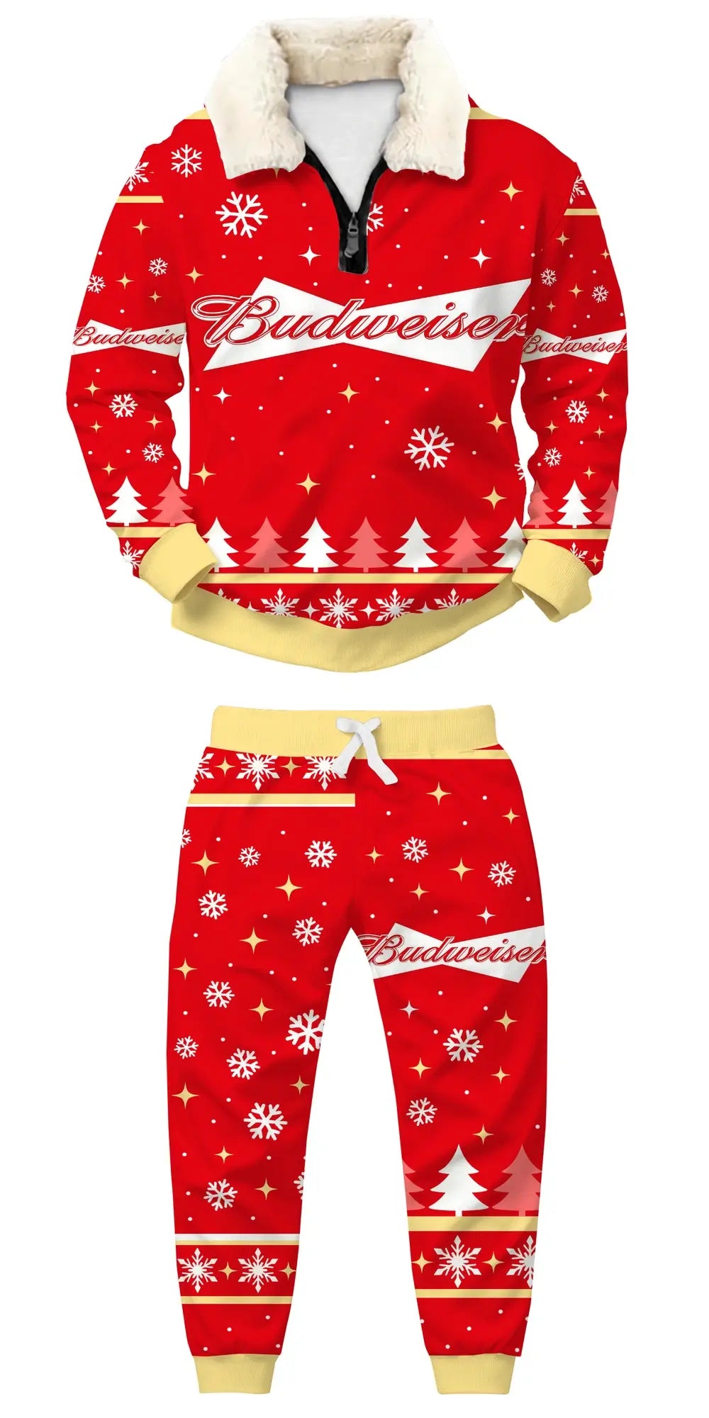 Crimson Brew Ugly Quarter Zip Sweatshirt & Sweatpant Set - THREADPARTY