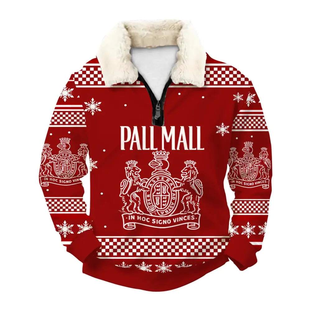 Crimson Holiday Ugly Quarter Zip Sweatshirt & Sweatpant Set - THREADPARTY