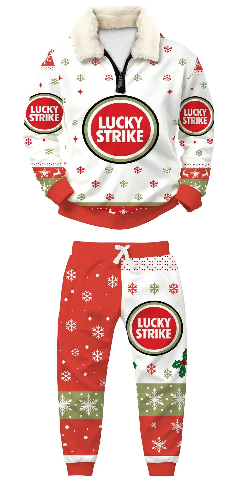 Crimson Smoke Ugly Quarter Zip Sweatshirt & Sweatpant Set - THREADPARTY