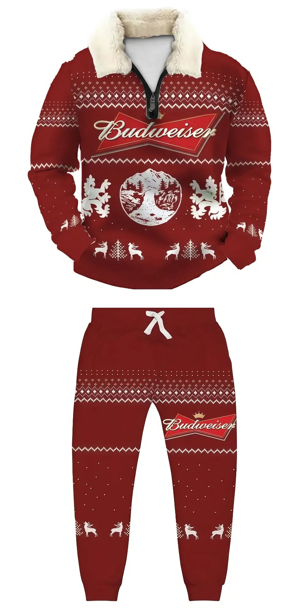 Crimson Ugly Quarter Zip Sweatshirt & Sweatpant Set - THREADPARTY