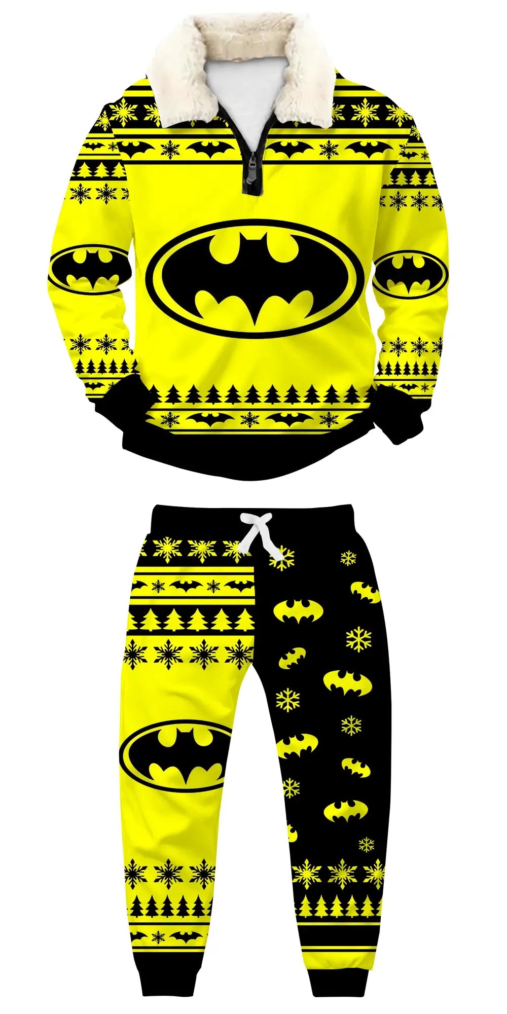 Dark Knight Ugly Quarter Zip Sweatshirt & Sweatpant Set - THREADPARTY