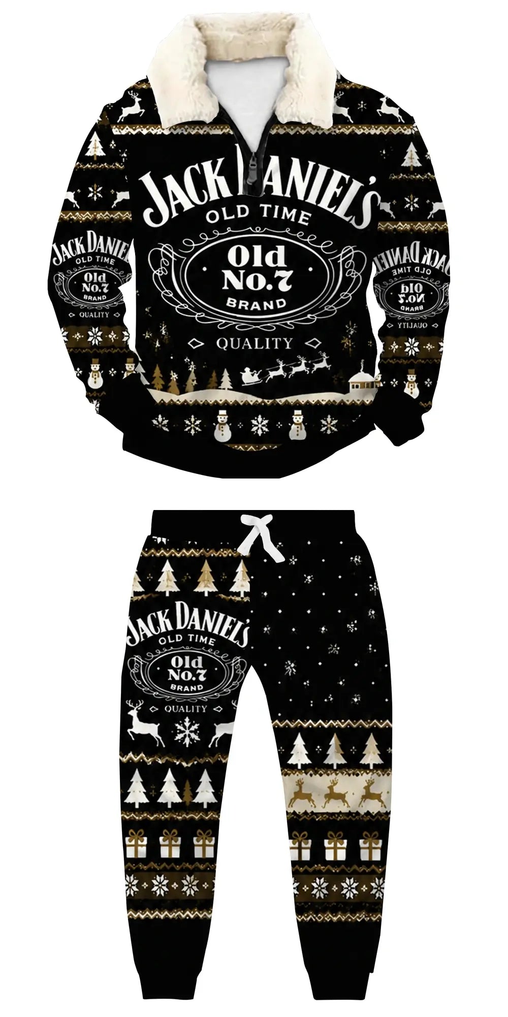 Dark Whiskey Ugly Quarter Zip Sweatshirt & Sweatpant Set - THREADPARTY