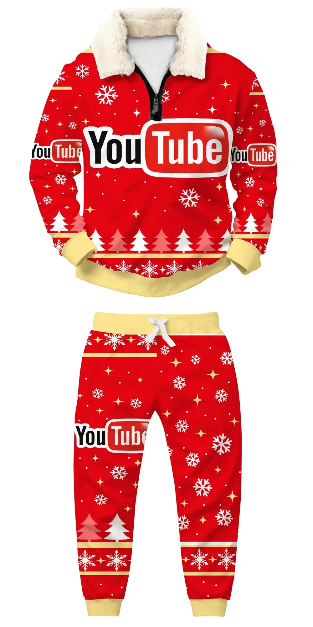Digital Christmas Ugly Quarter Zip Sweatshirt & Sweatpant Set - THREADPARTY