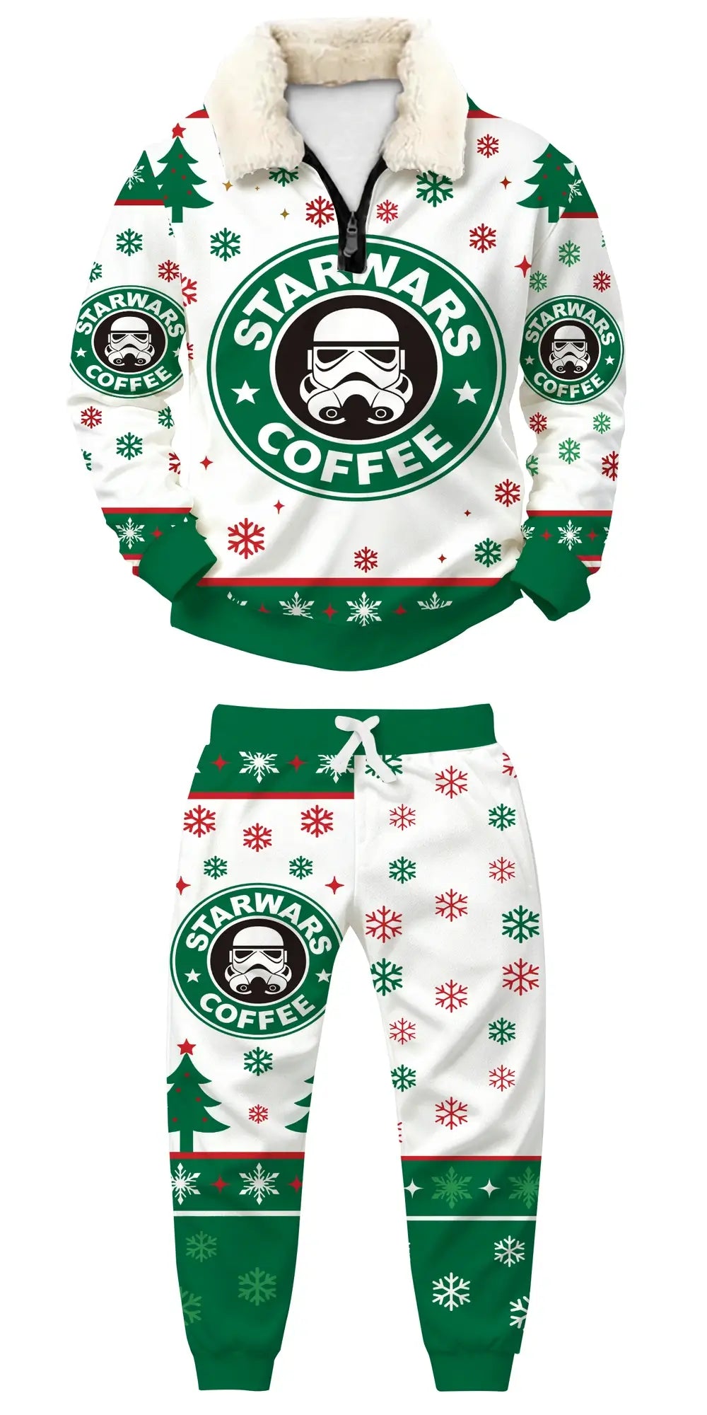Emerald Coffee Ugly Quarter Zip Sweatshirt & Sweatpant Set - THREADPARTY