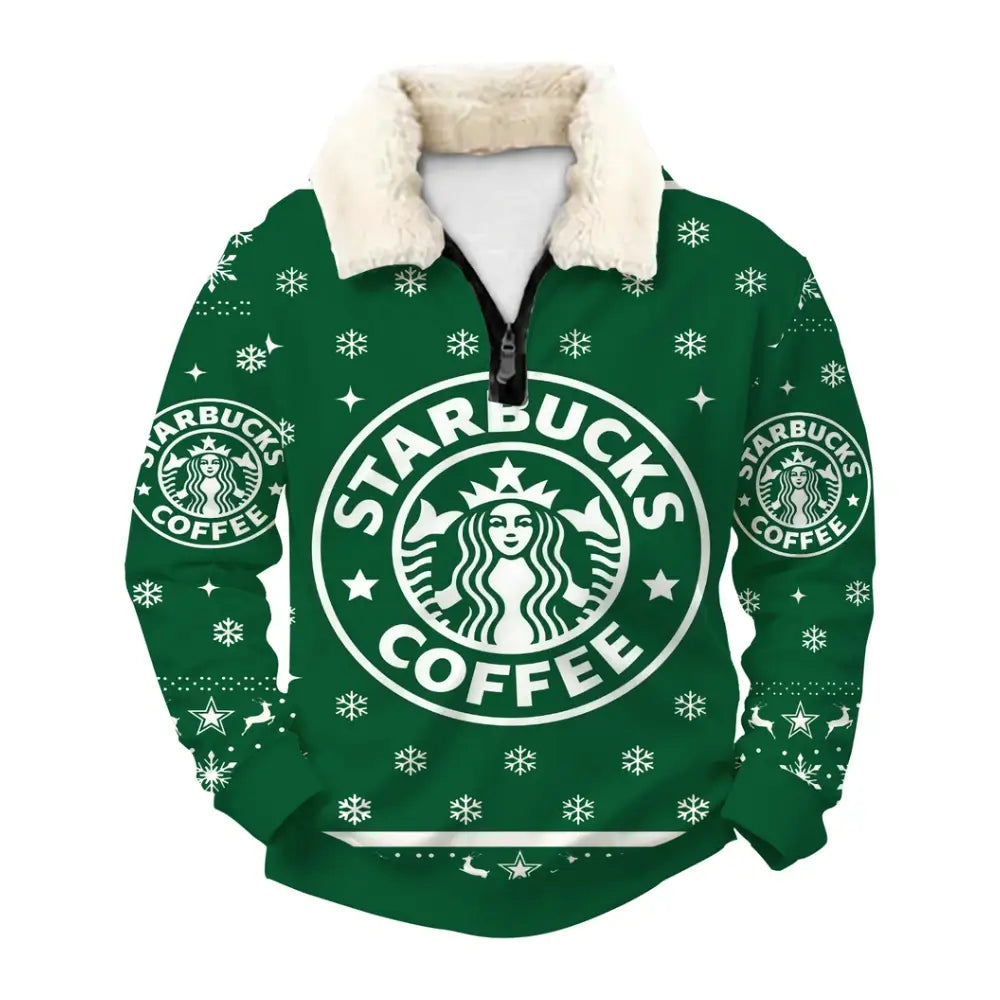 Evergreen Coffee Ugly Quarter Zip Sweatshirt & Sweatpant Set - THREADPARTY