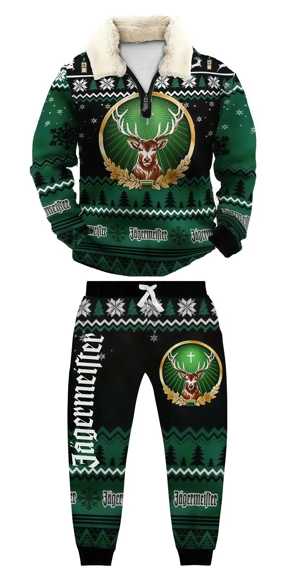 Evergreen Ugly Quarter Zip Sweatshirt & Sweatpant Set - THREADPARTY