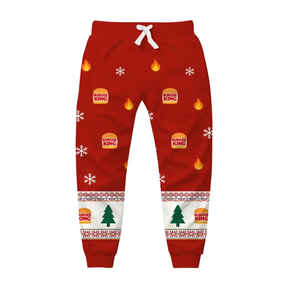 Festive Burger Celebration Ugly Quarter Zip Sweatshirt & Sweatpant Set - THREADPARTY