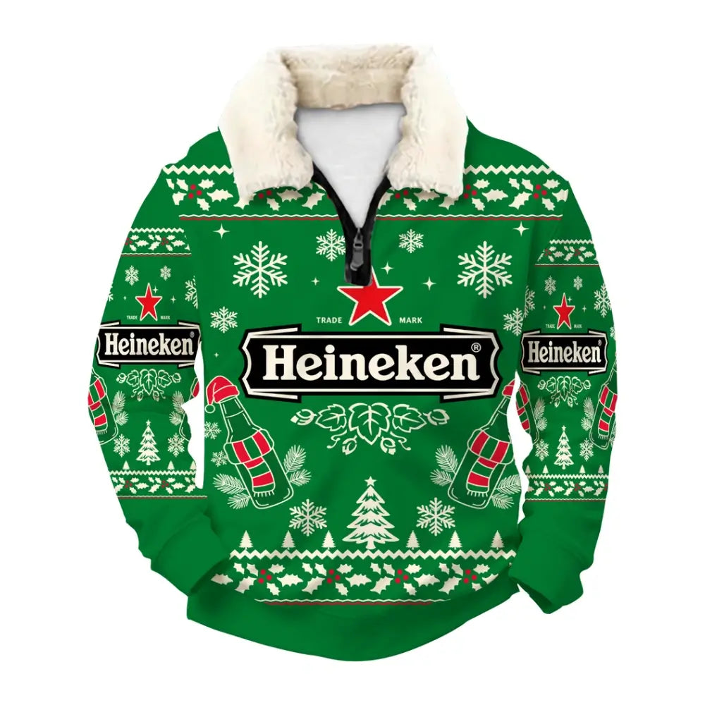 Festive Green Celebration Ugly Quarter Zip Sweatshirt & Sweatpant Set - THREADPARTY