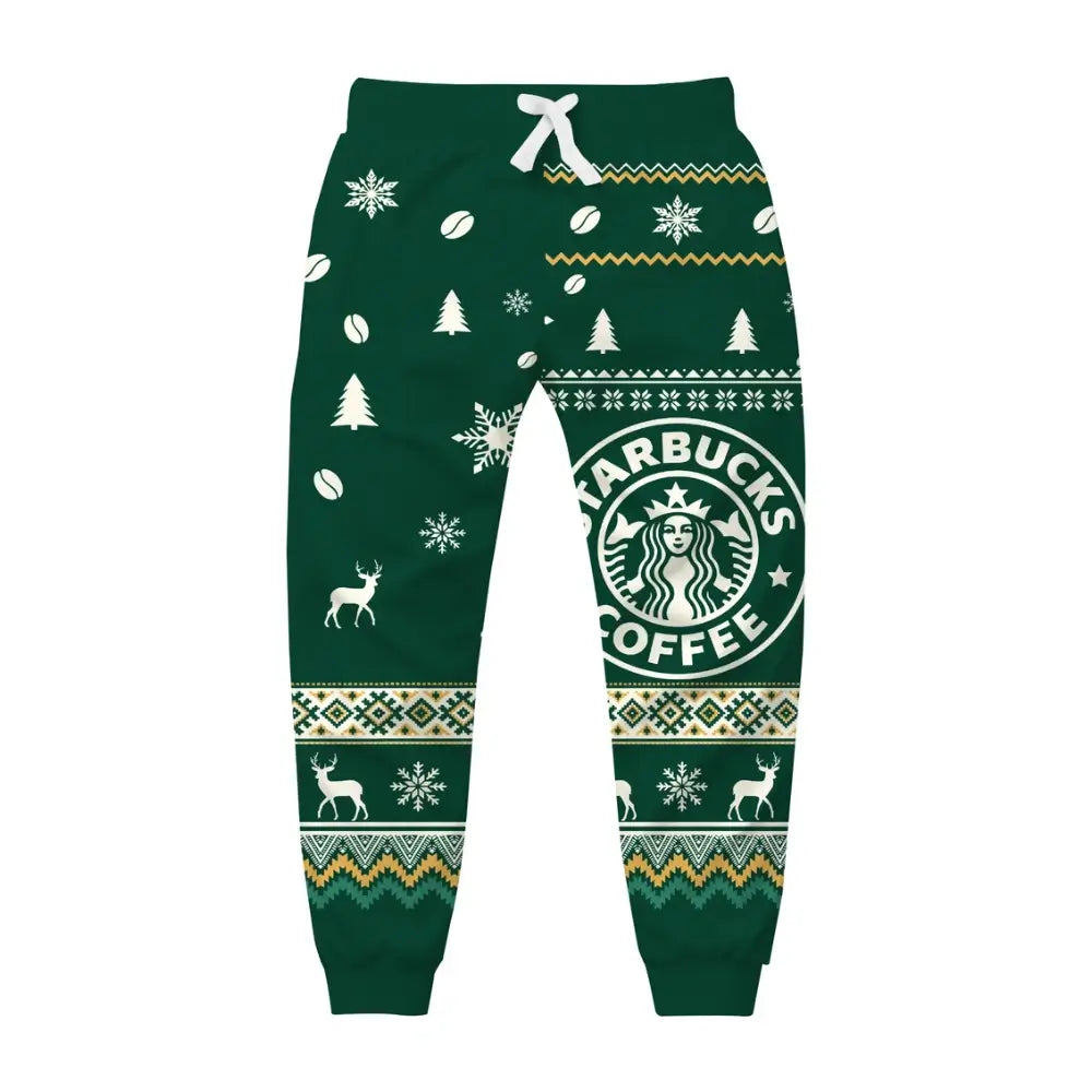 Festive Nordic Coffee Ugly Quarter Zip Sweatshirt & Sweatpant Set - THREADPARTY