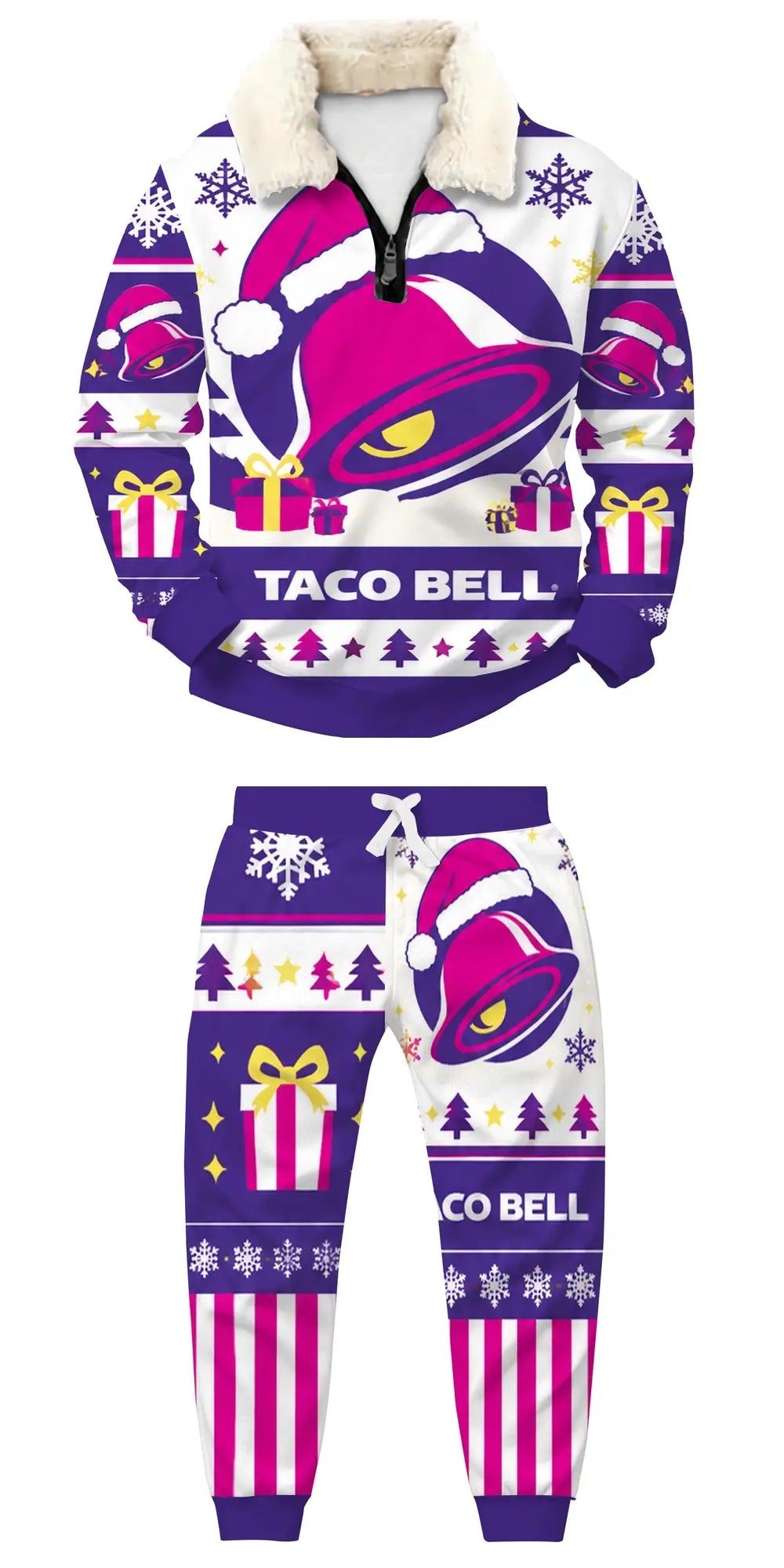Festive Taco Ugly Quarter Zip Sweatshirt & Sweatpant Set - THREADPARTY