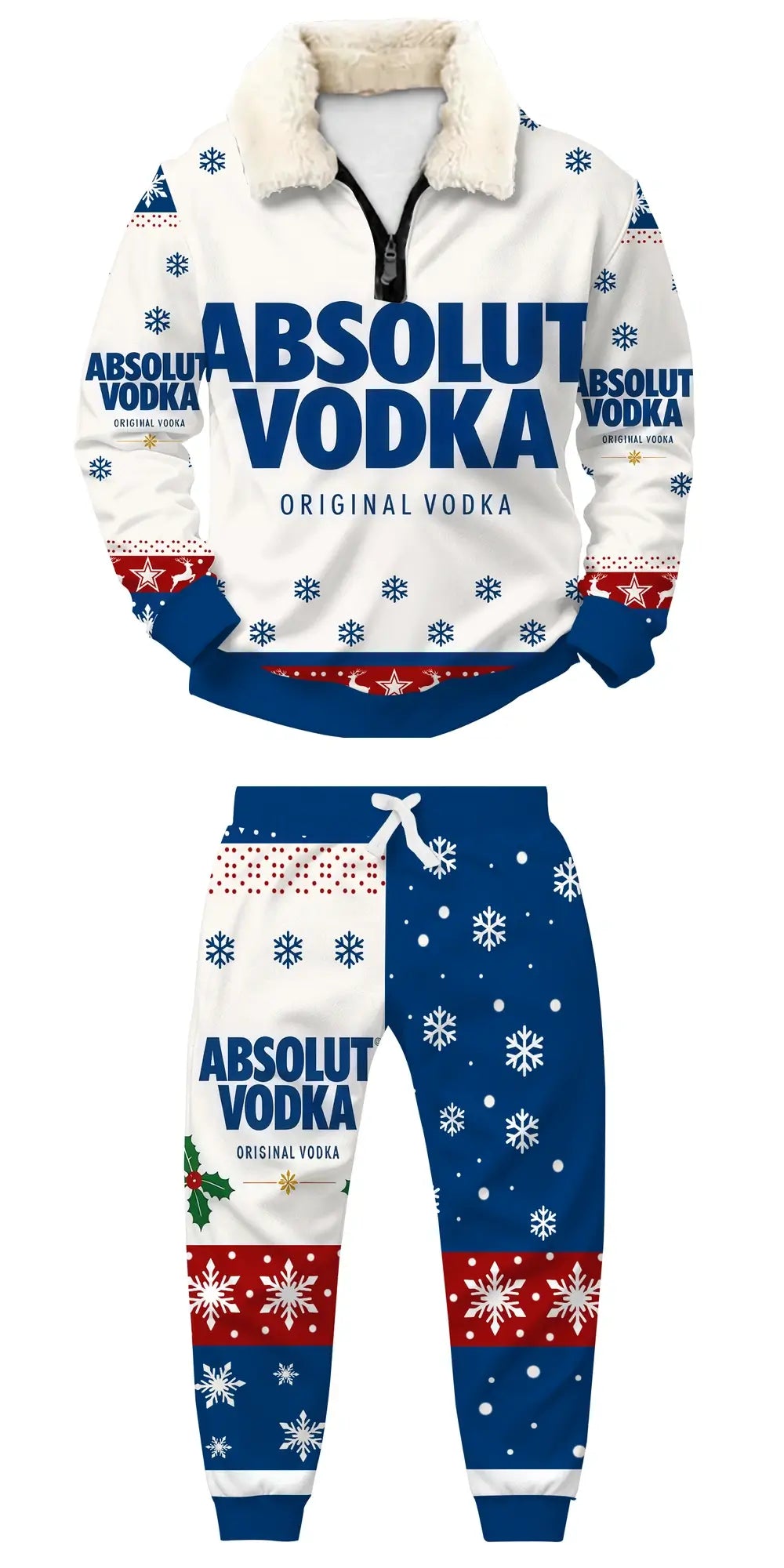 Frosted Spirit Ugly Quarter Zip Sweatshirt & Sweatpant Set - THREADPARTY