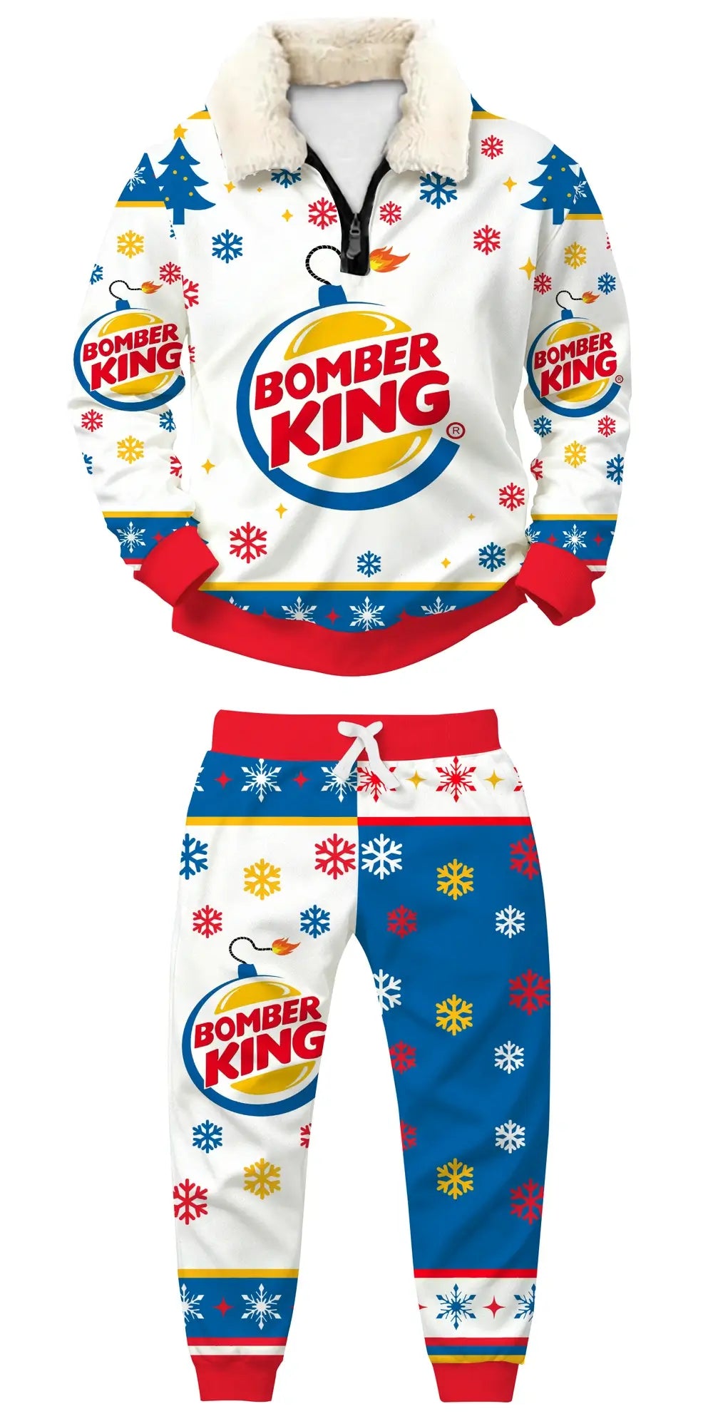 Frozen Feast Ugly Quarter Zip Sweatshirt & Sweatpant Set - THREADPARTY