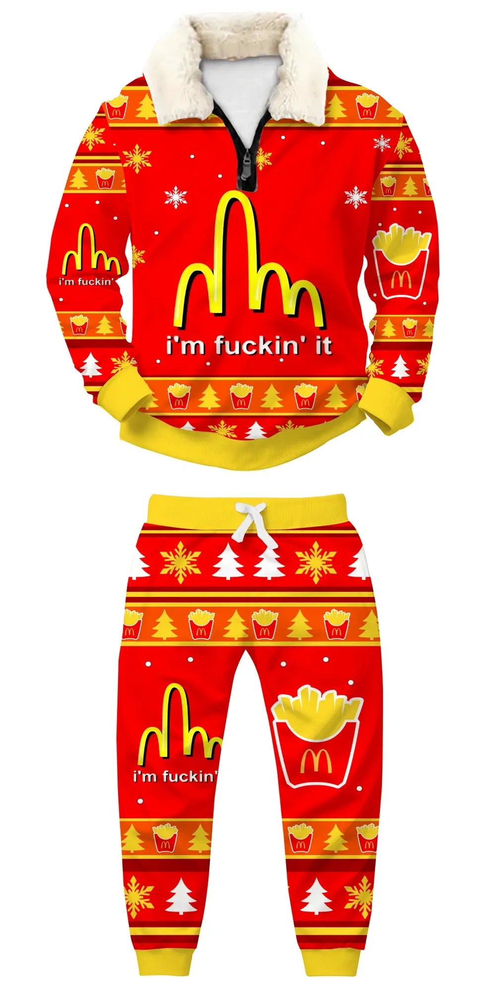 Golden Arches Ugly Quarter Zip Sweatshirt & Sweatpant Set - THREADPARTY