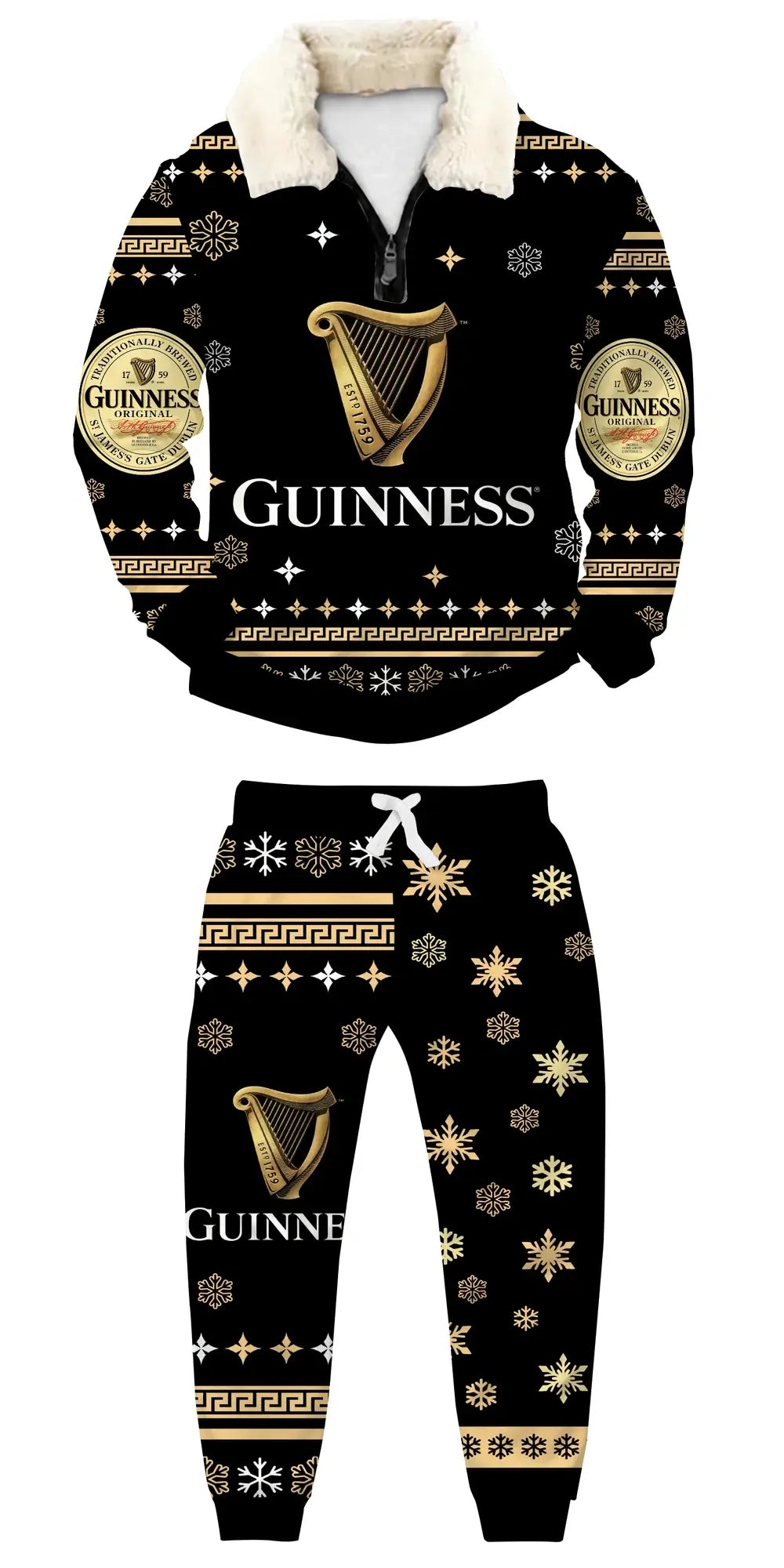 Golden Midnight Ugly Quarter Zip Sweatshirt & Sweatpant Set - THREADPARTY