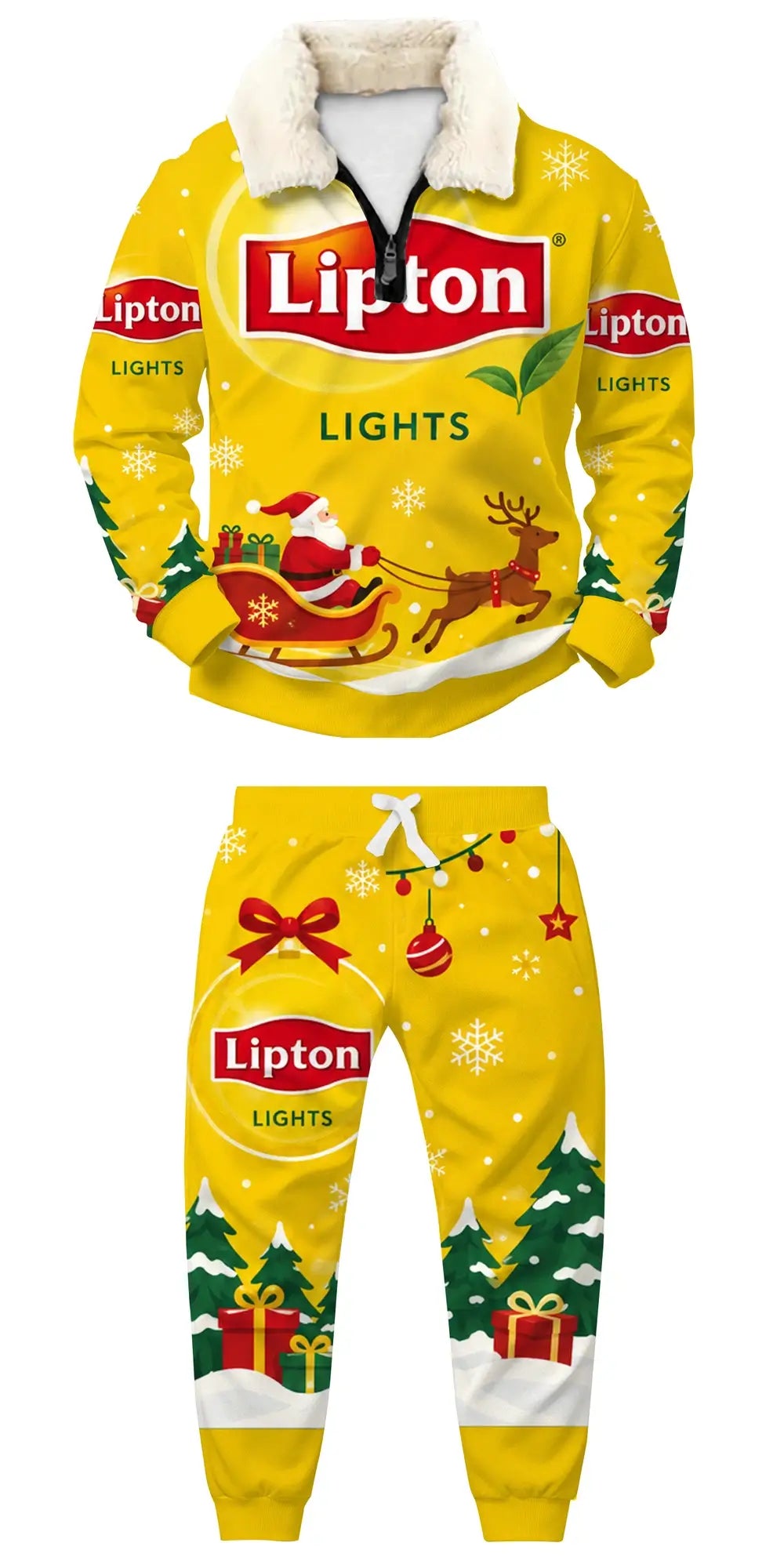 Golden Tea Ugly Quarter Zip Sweatshirt & Sweatpant Set - THREADPARTY