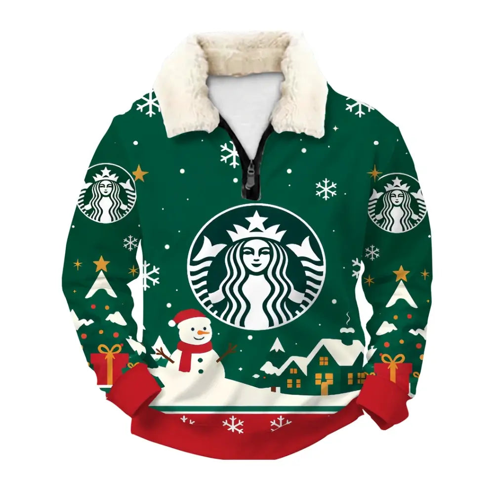 Green Coffee Ugly Quarter Zip Sweatshirt & Sweatpant Set - THREADPARTY