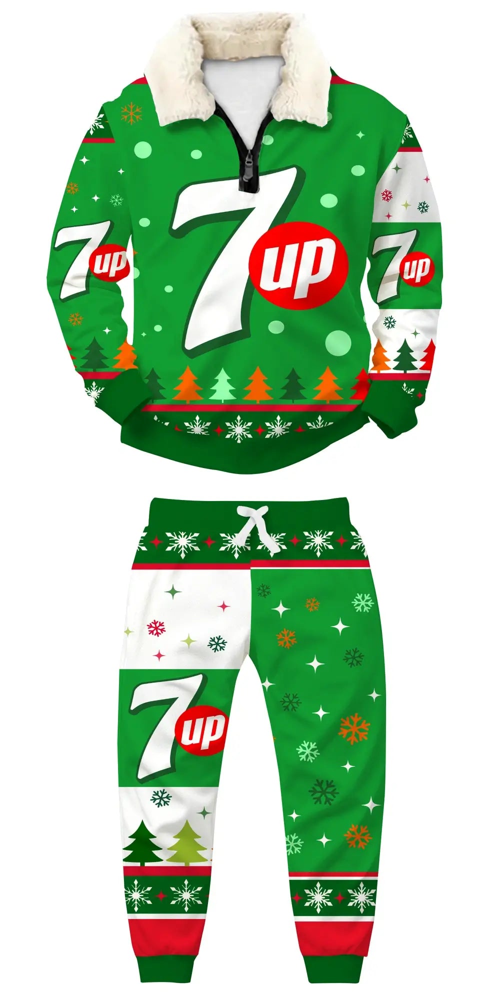 Green Fizz Ugly Quarter Zip Sweatshirt & Sweatpant Set - THREADPARTY